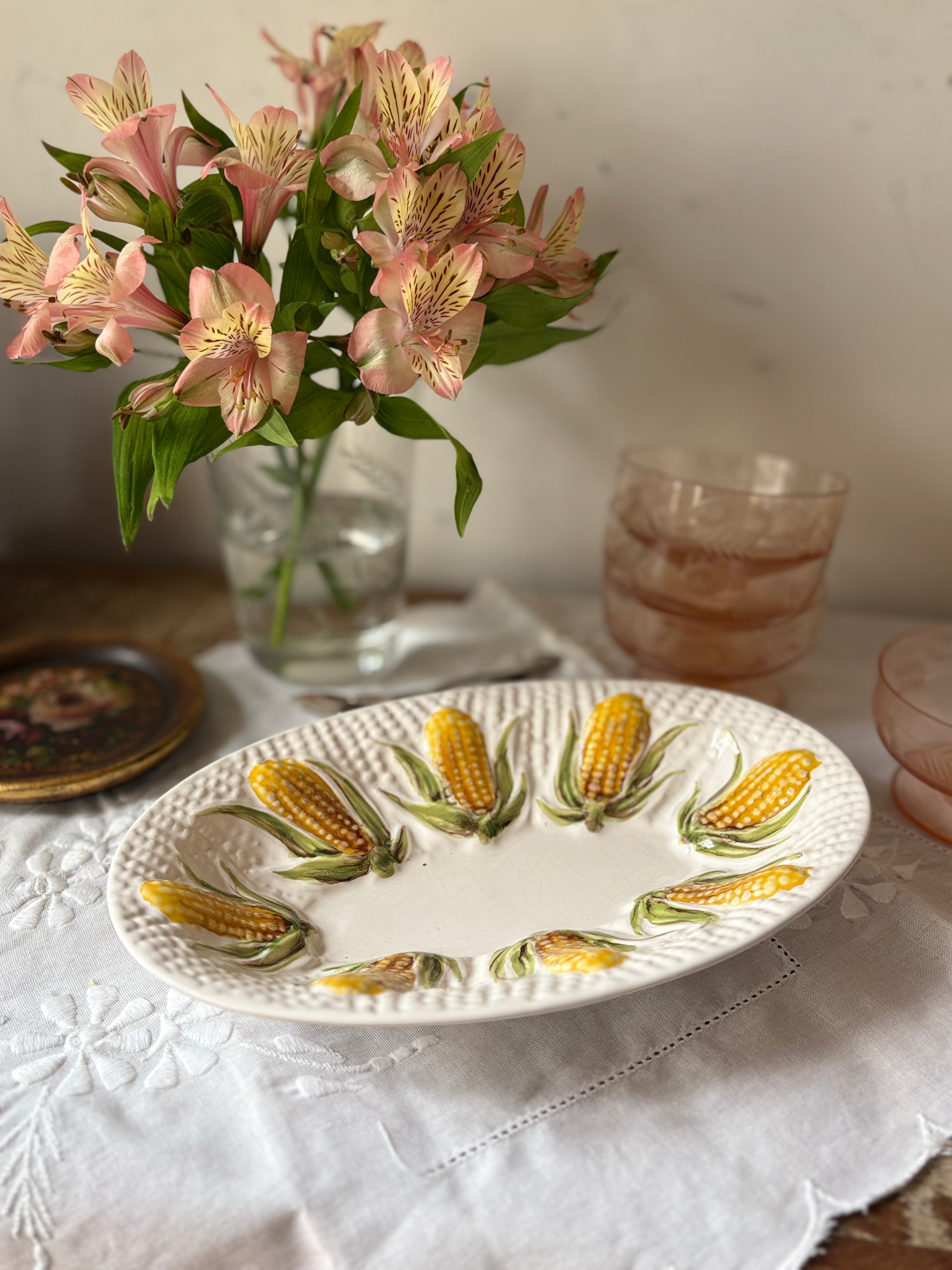 Travessa oval em cerâmica Weiss decorada com milho