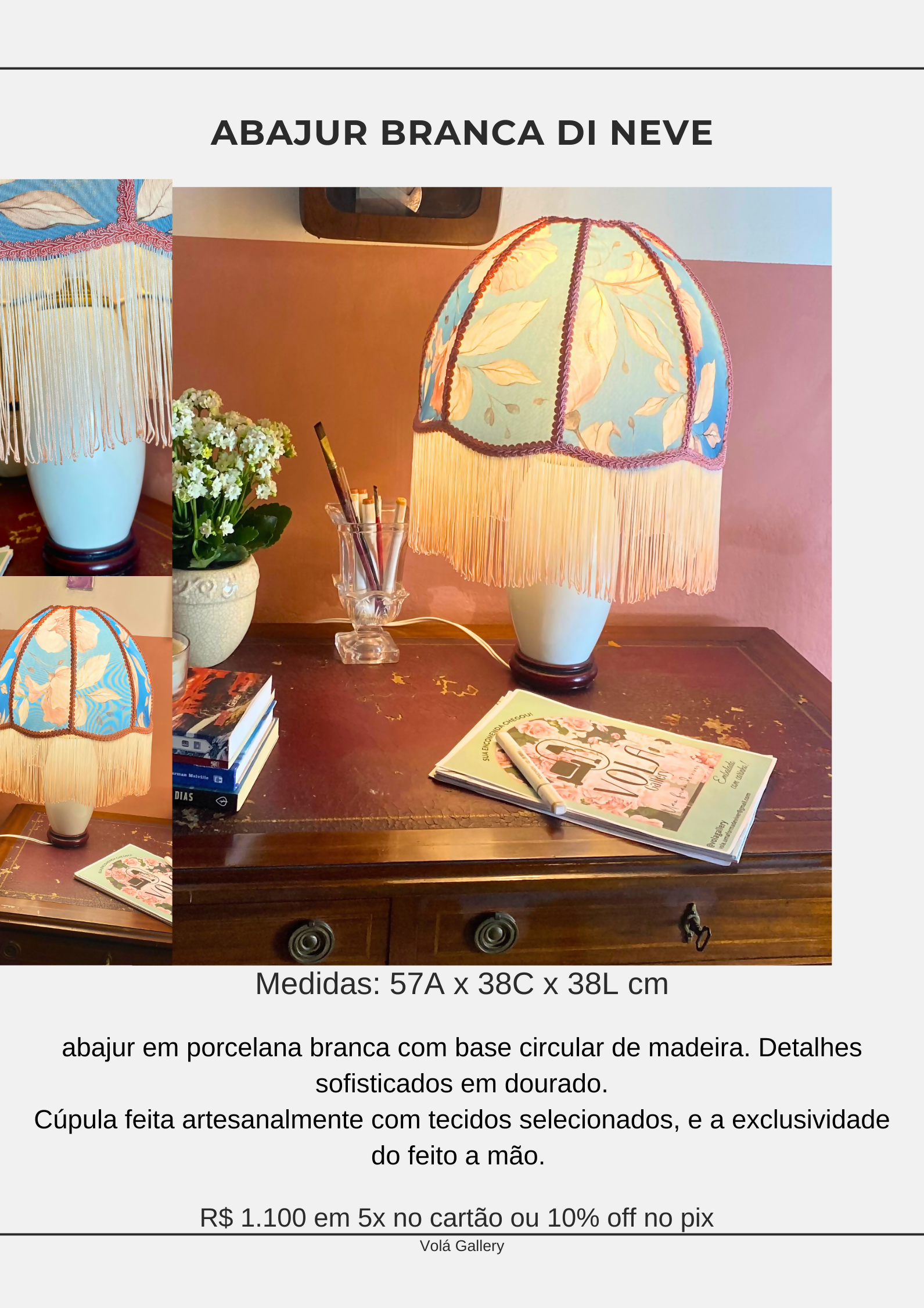 Abajur dm Porcelana "Branca di neve"