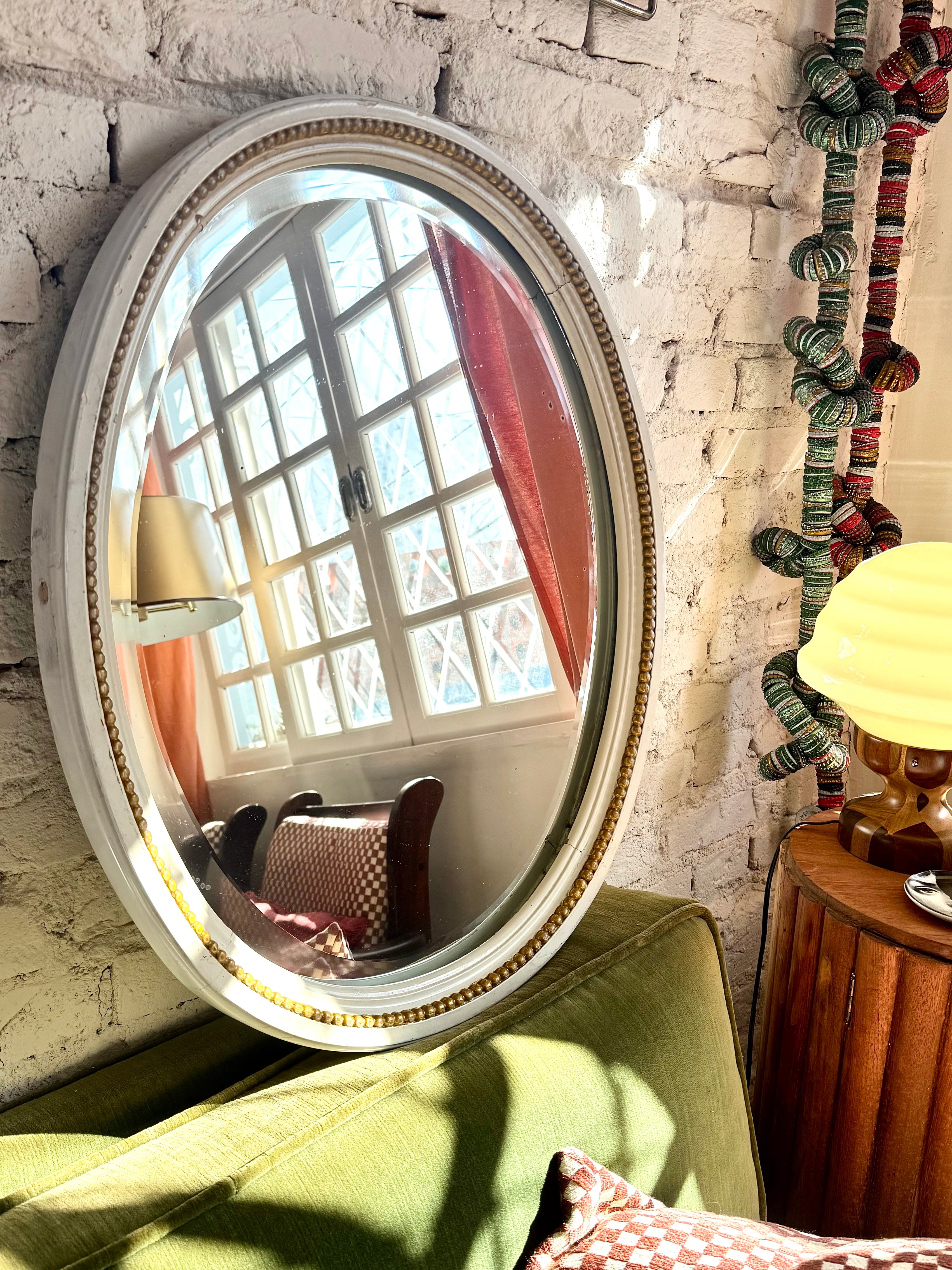 Espelho Oval Anos 50 Bisotado Cristal