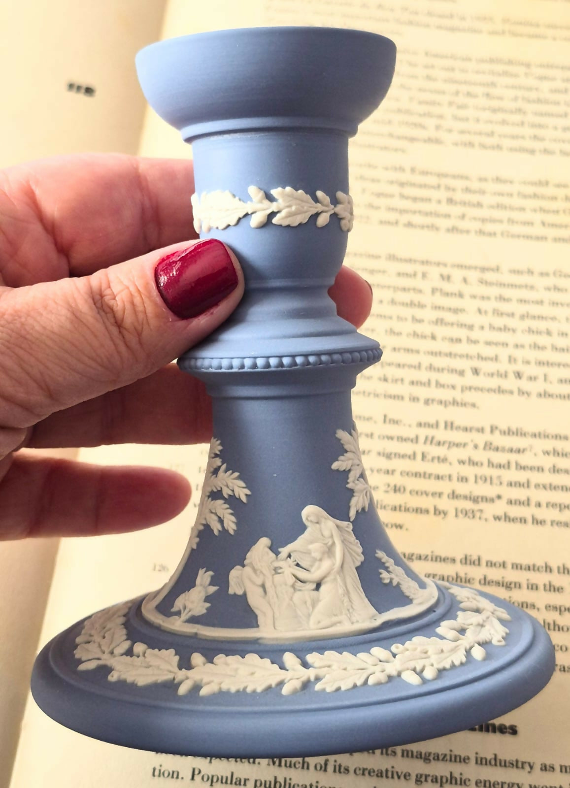 Castiçal em jasperware inglês Wedgwood, lindíssimo e impecável!