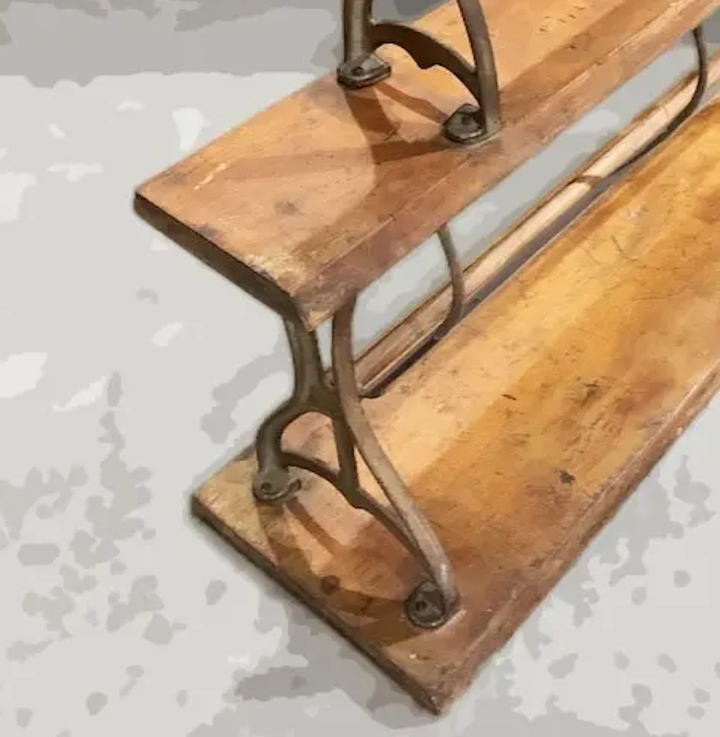 Suporte de rolo de papel antigo em madeira e ferro 