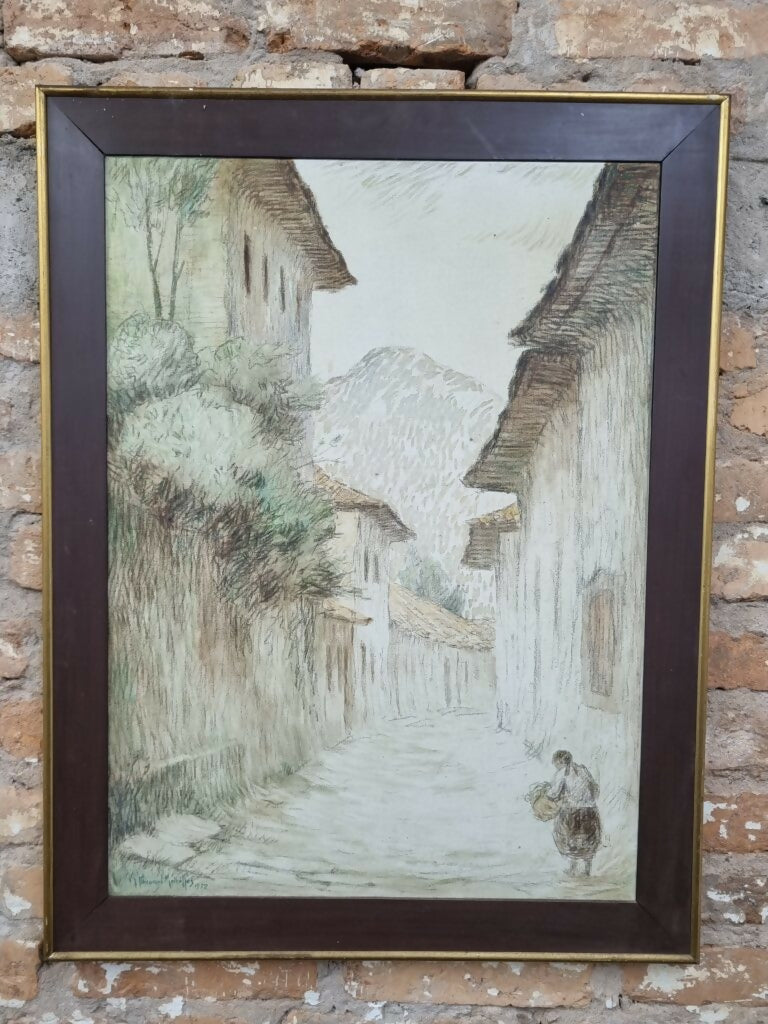 Quadro "Mulher e caminhos" - Theodoro Bendito Meirelles 1972 (66cm x 86cm)