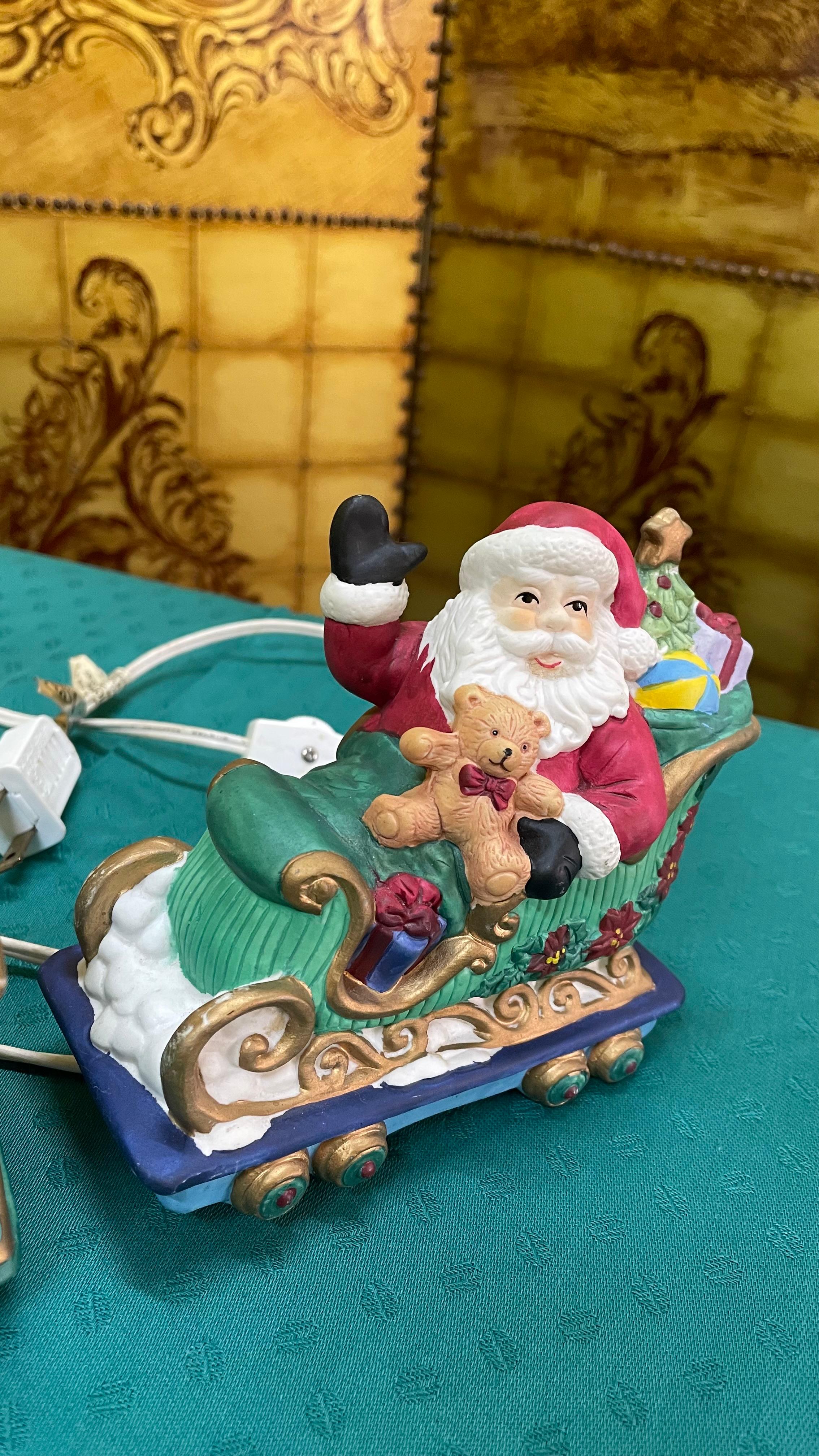 Luminária Trem de Natal de cerâmica com iluminação