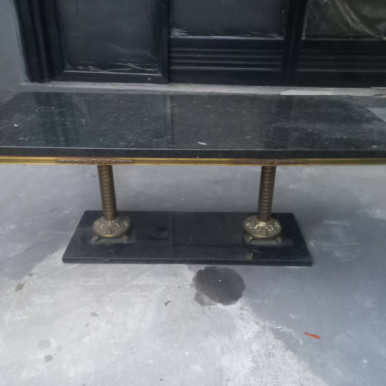 Jogo de Mesa auxiliar com mármore e bronze