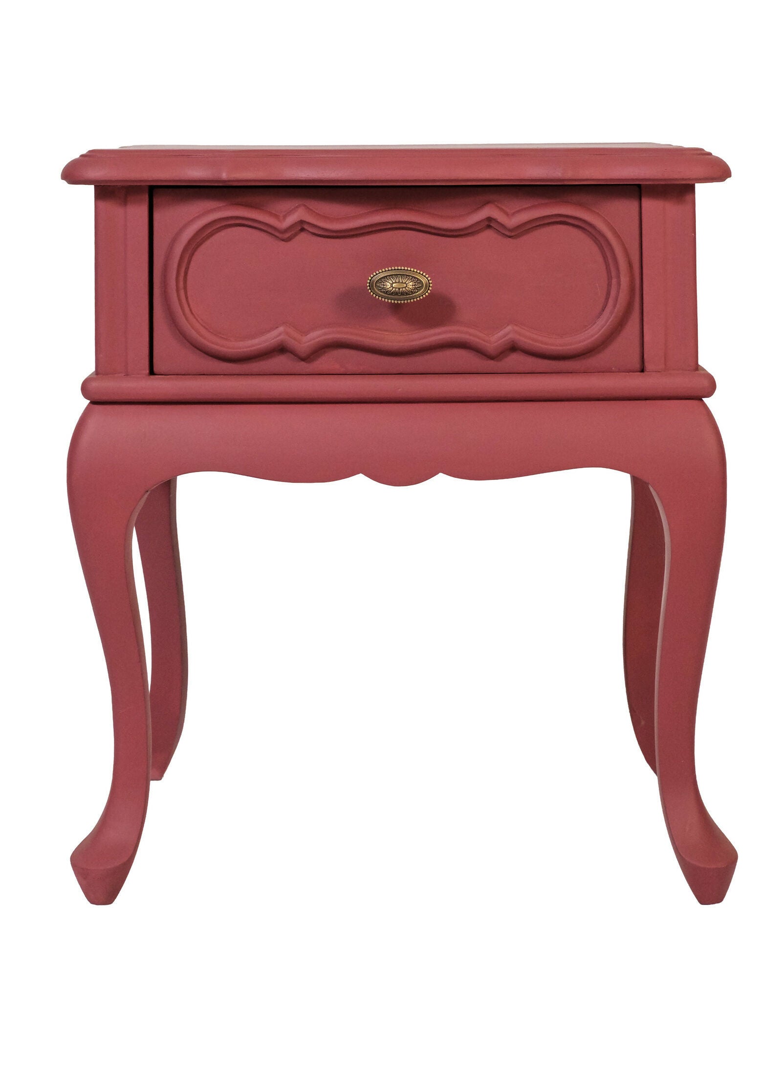 Mesa de cabeceira restaurada marsala - madeira maciça (valor unitário)