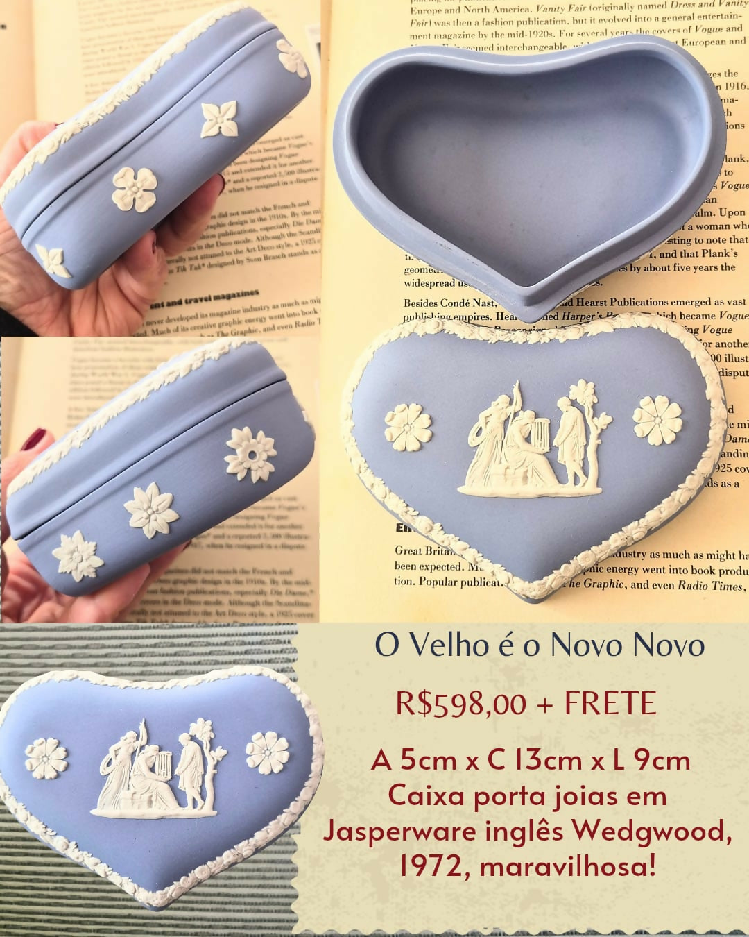 Caixa porta joias em jasperware inglês Wedgwood. Maravilhosa!