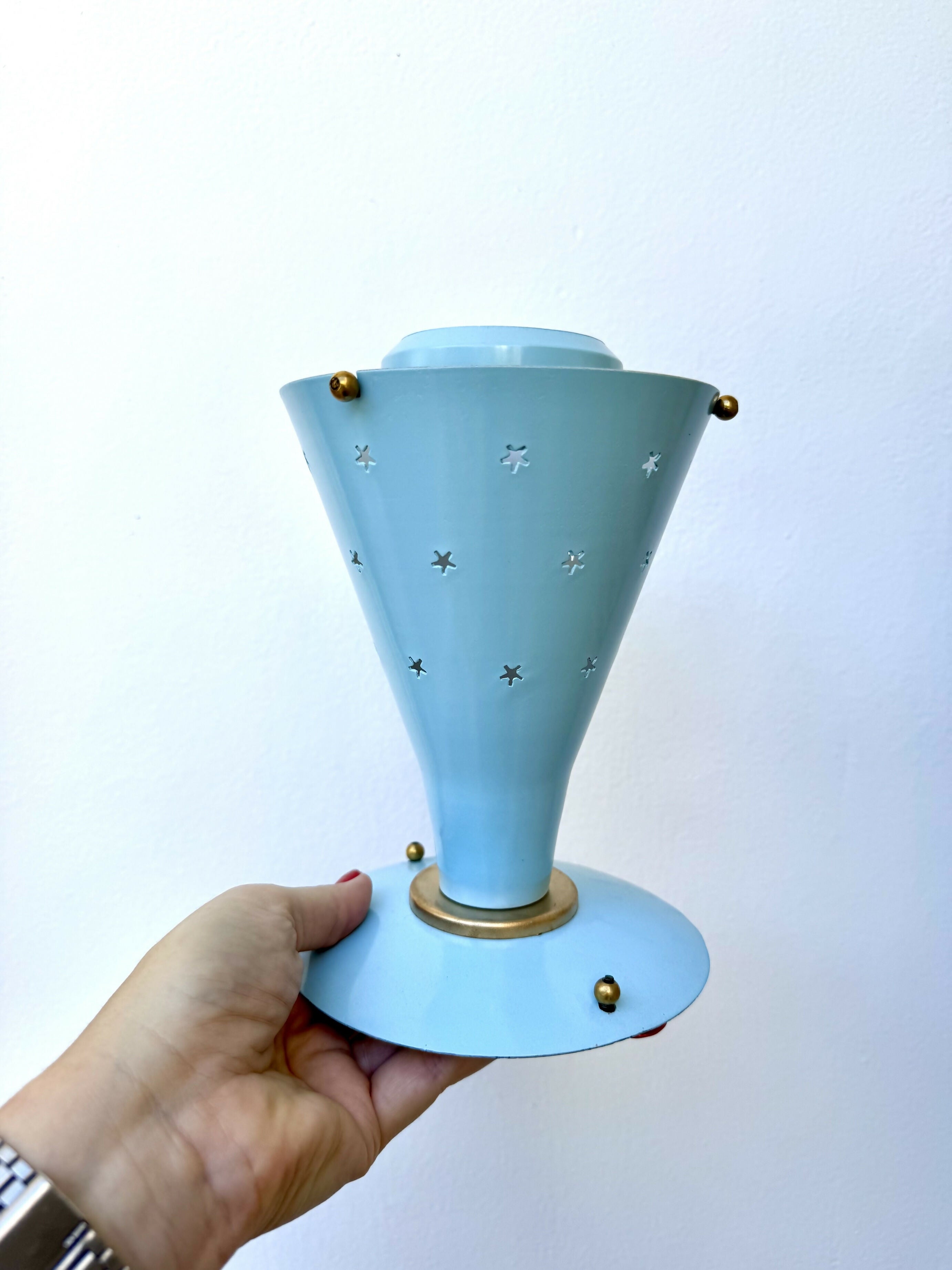 Anos 50 Luminária azul com estrelas