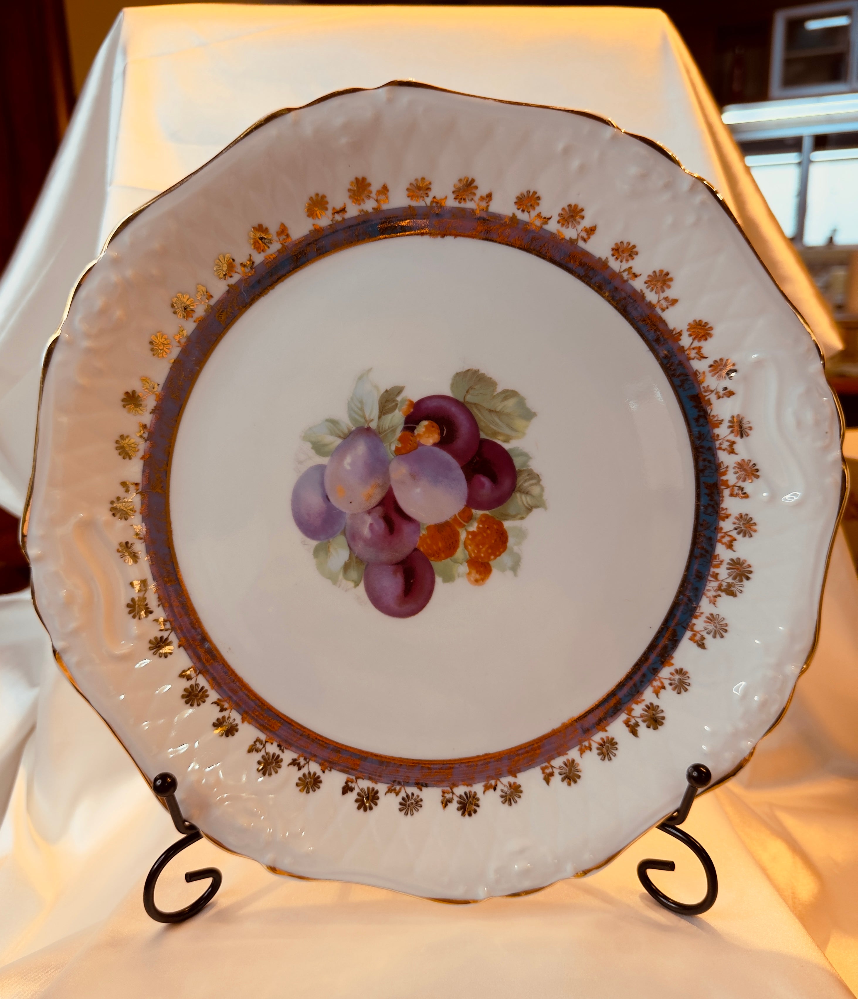 Conjunto para Bolo Porcelana com motivo de frutas (prato bolo + 6 pratinhos sobremesa) 