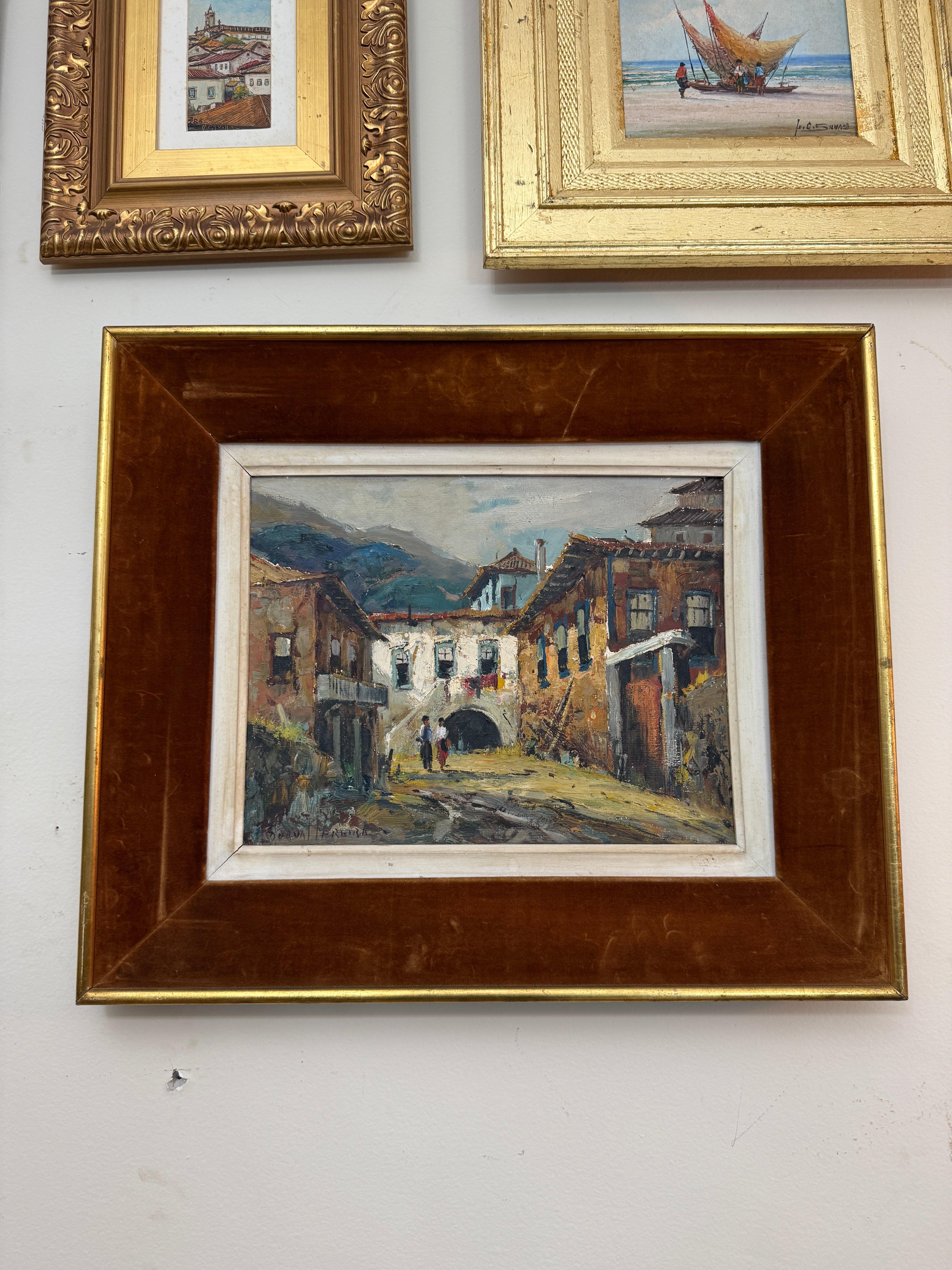 Belíssimo Quadro do renomado pintor Durval Pereira retratando vila de casas