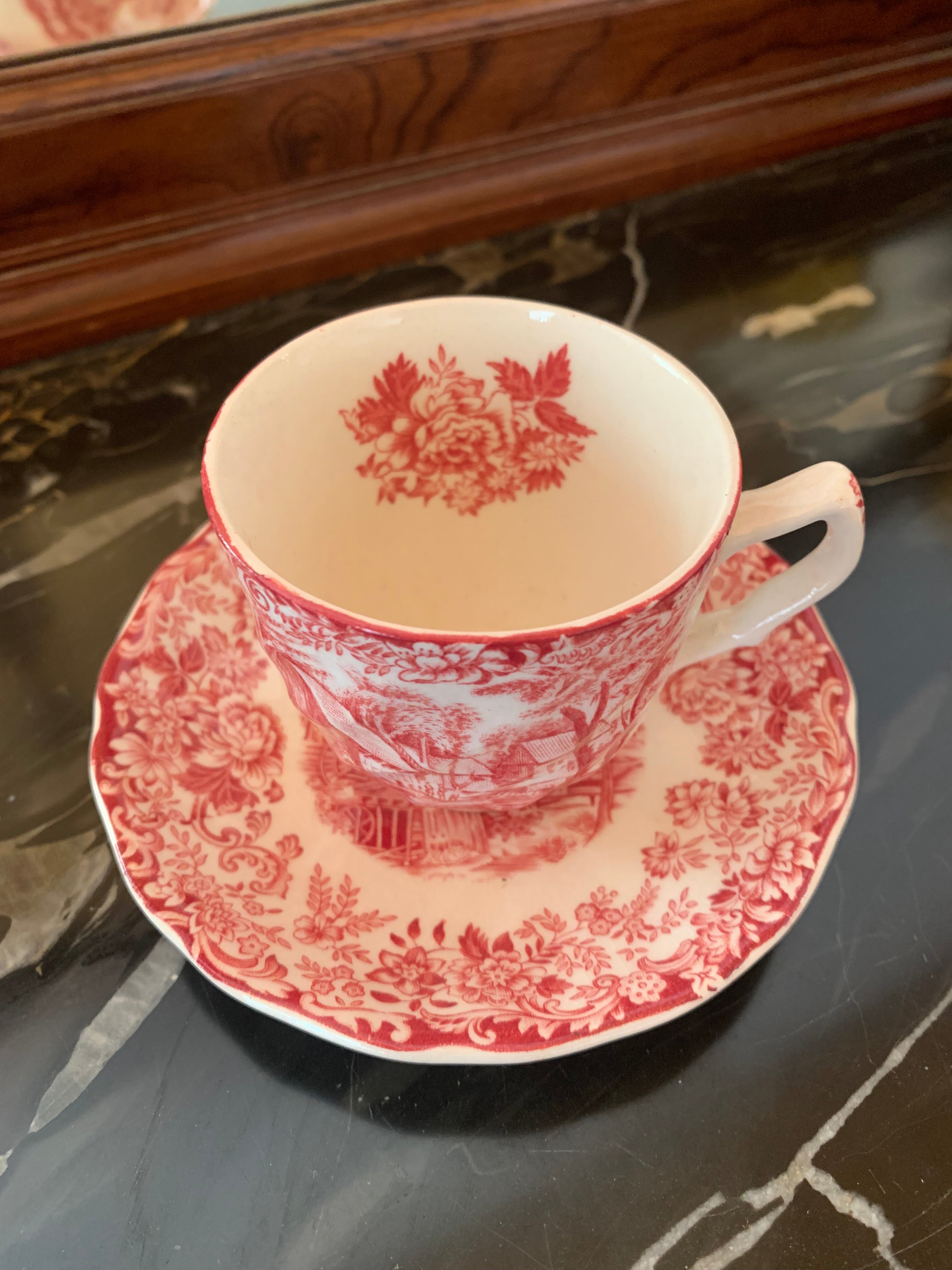 Xícara grande de café Inglesa Johnson &amp; Bros Mill Stream em faiança