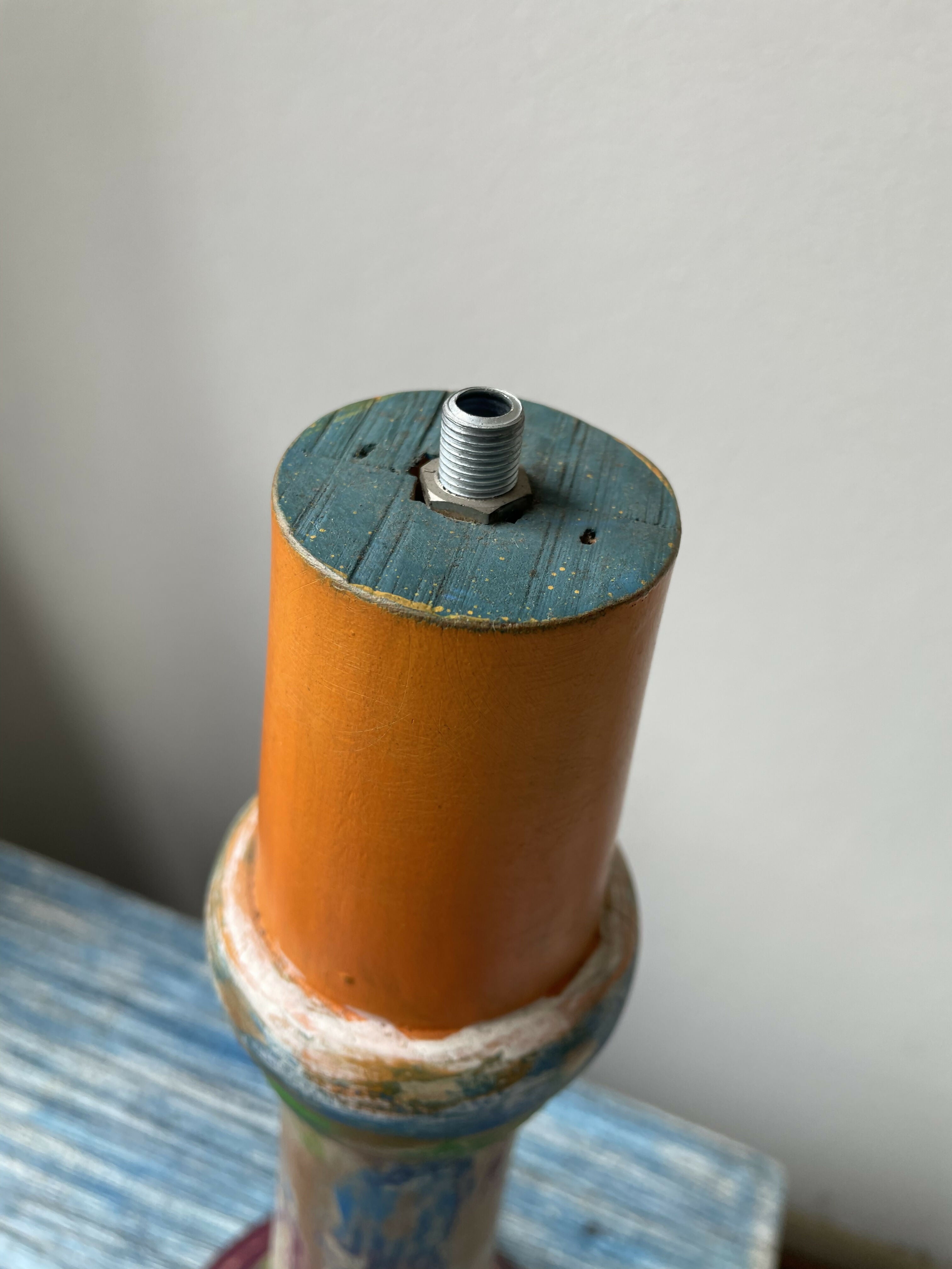 Par de base para abajur em madeira com pintura