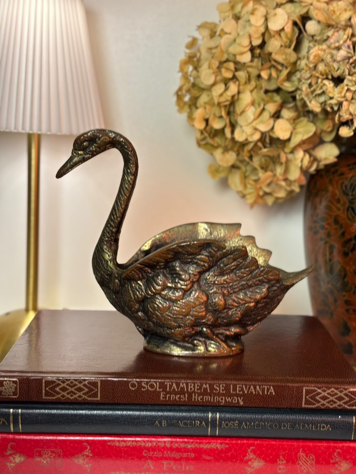 Cestinho Cachepot em Bronze com Pátina no Formato de Cisne 003