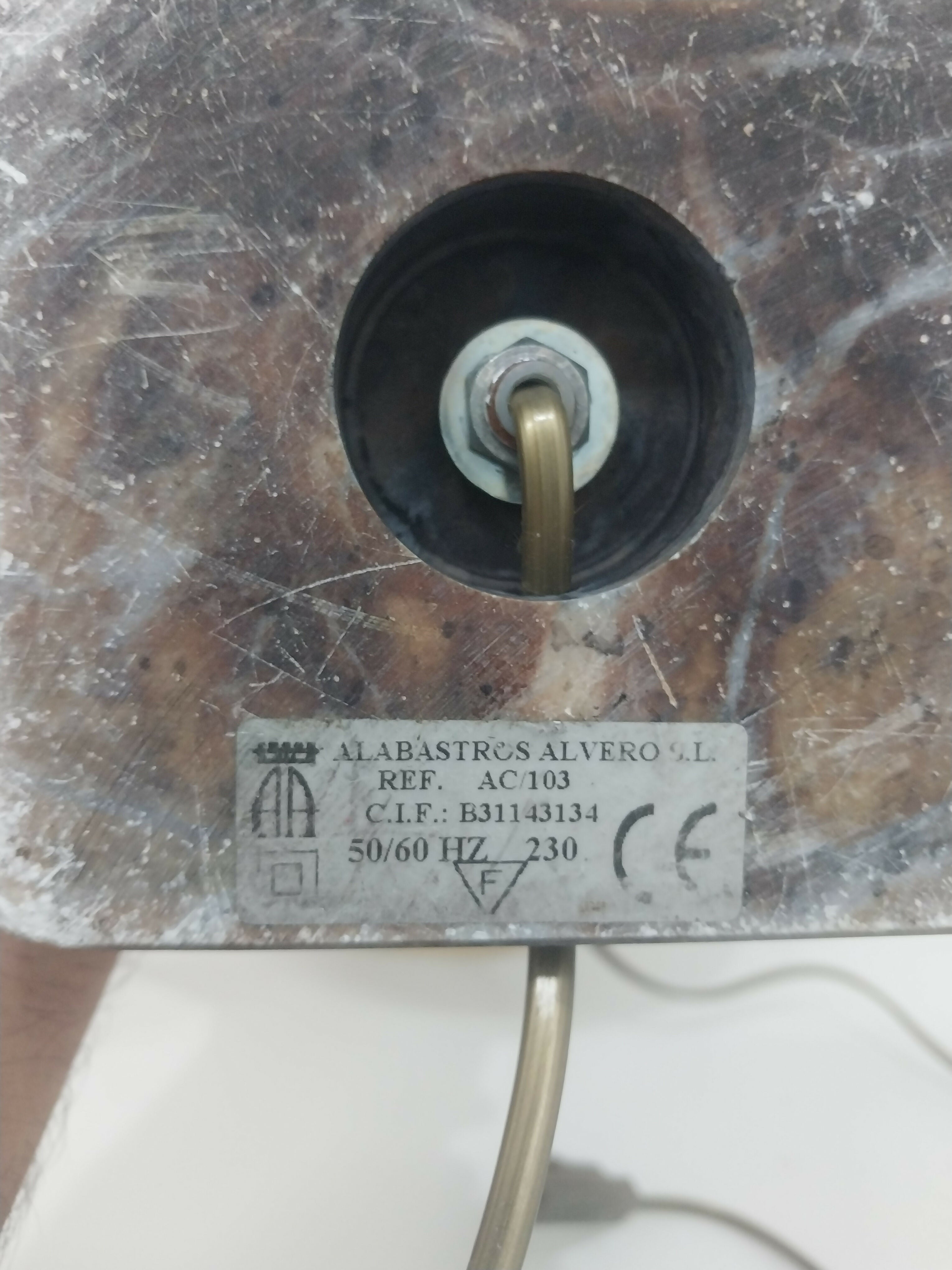 Par de Abajur Antigo em Alabastro e Mármore