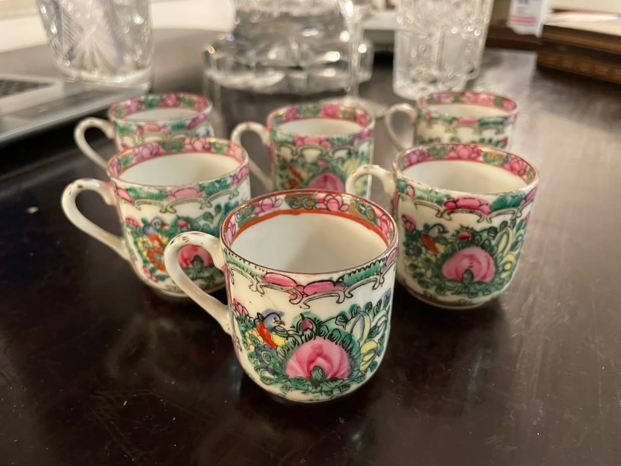 6 xícaras para café em porcelana chinesa Família Rosa