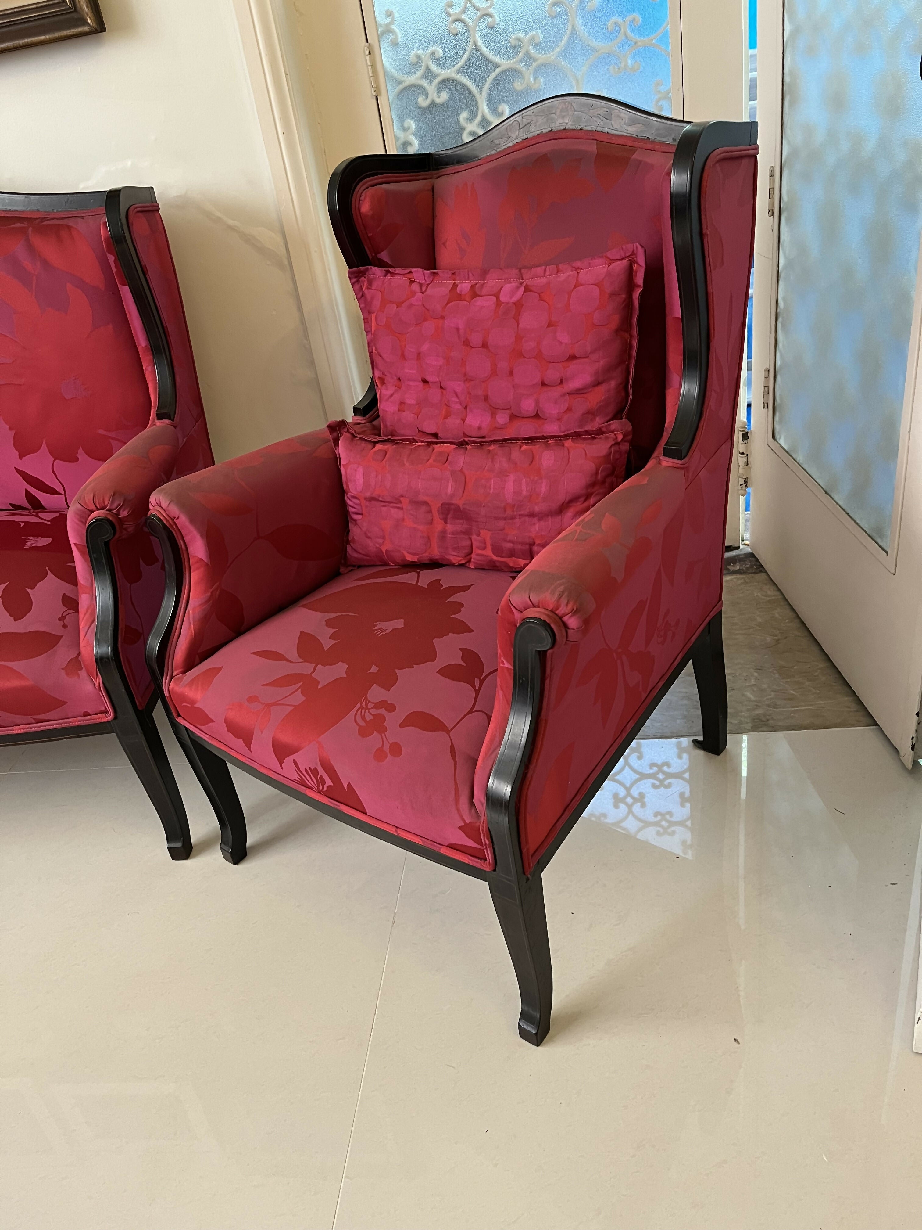 Conjunto Sala Vermelho / Cereja - sofá com 2 poltronas