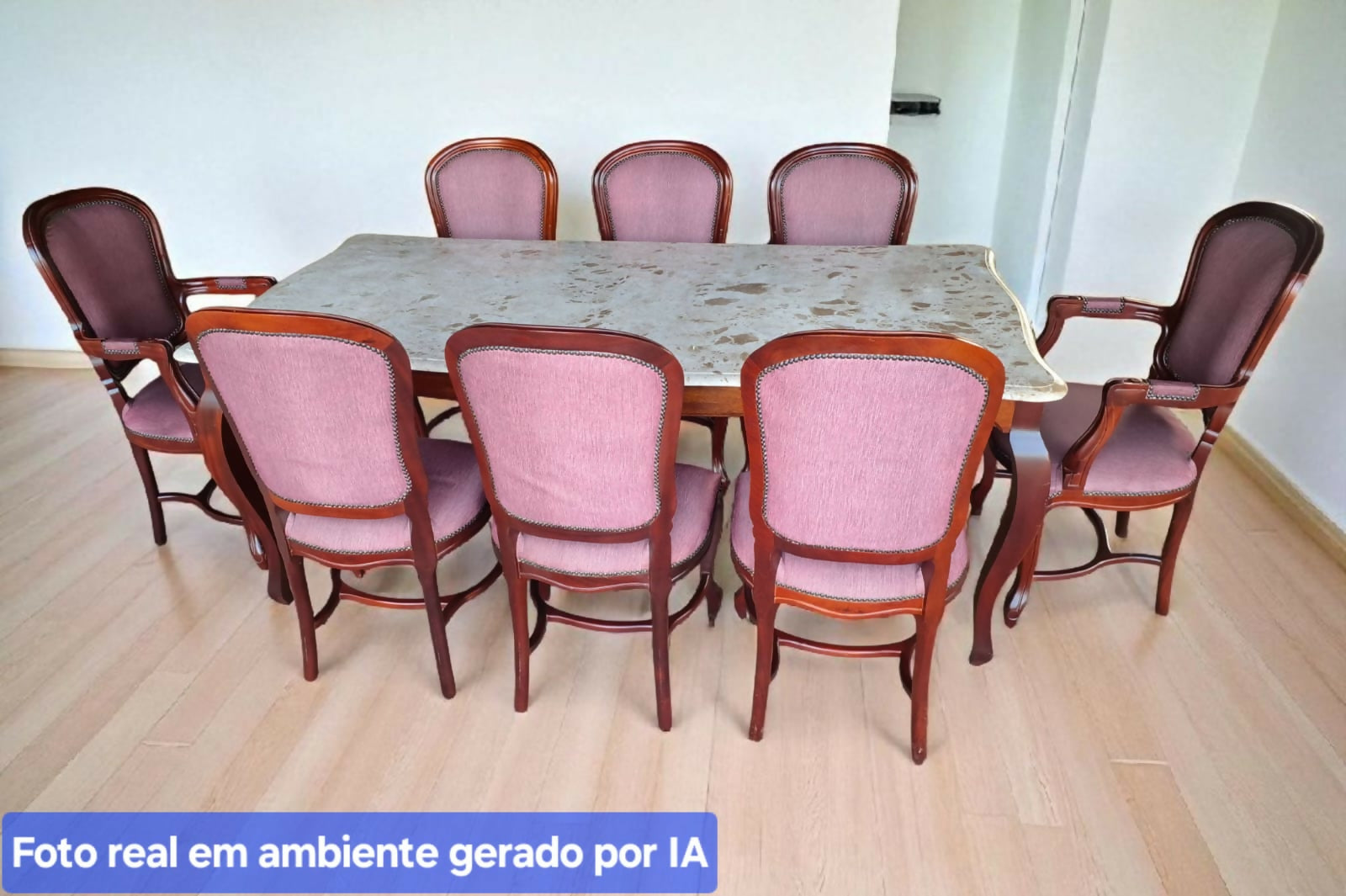Mesa de Jantar com 8 Cadeiras Luis XV