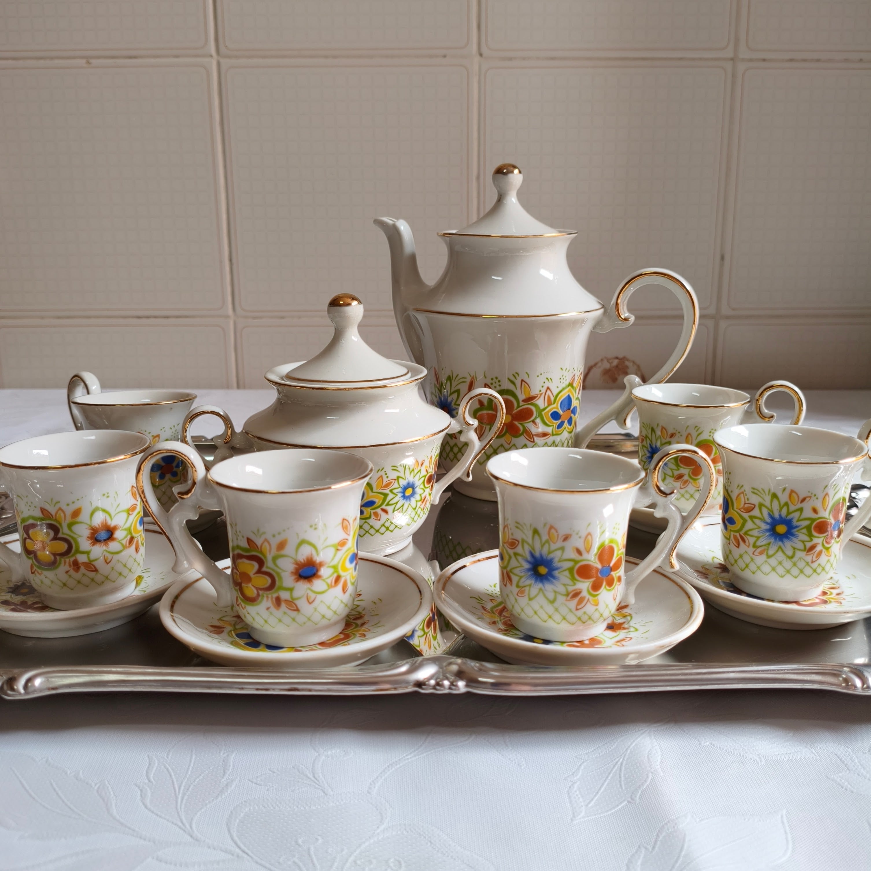 Jogo de café completo porcelana Vera Cruz - Linha Primavera