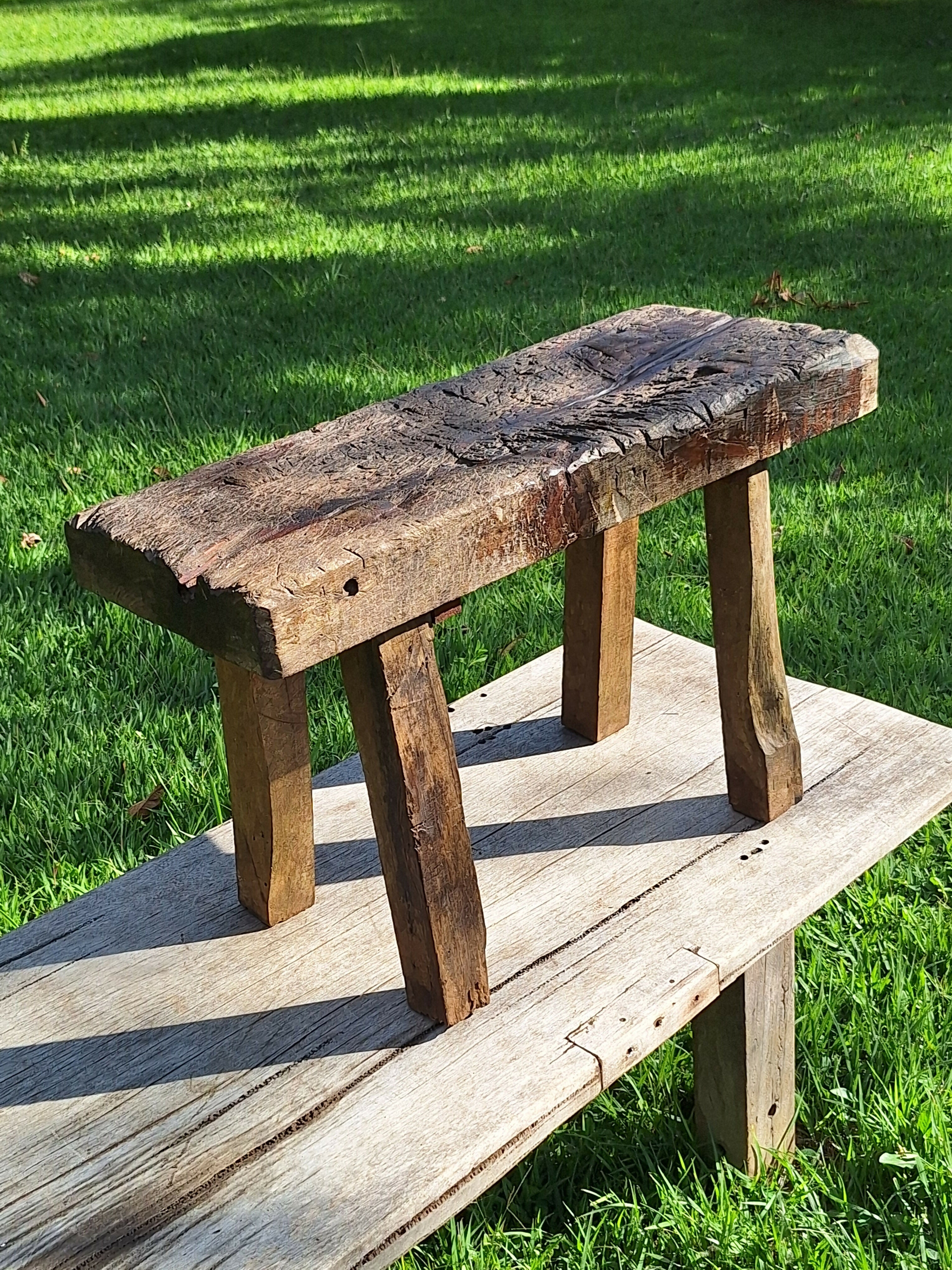 Banco Antigo Rústico Madeira Maciça Garimpo Mineiro