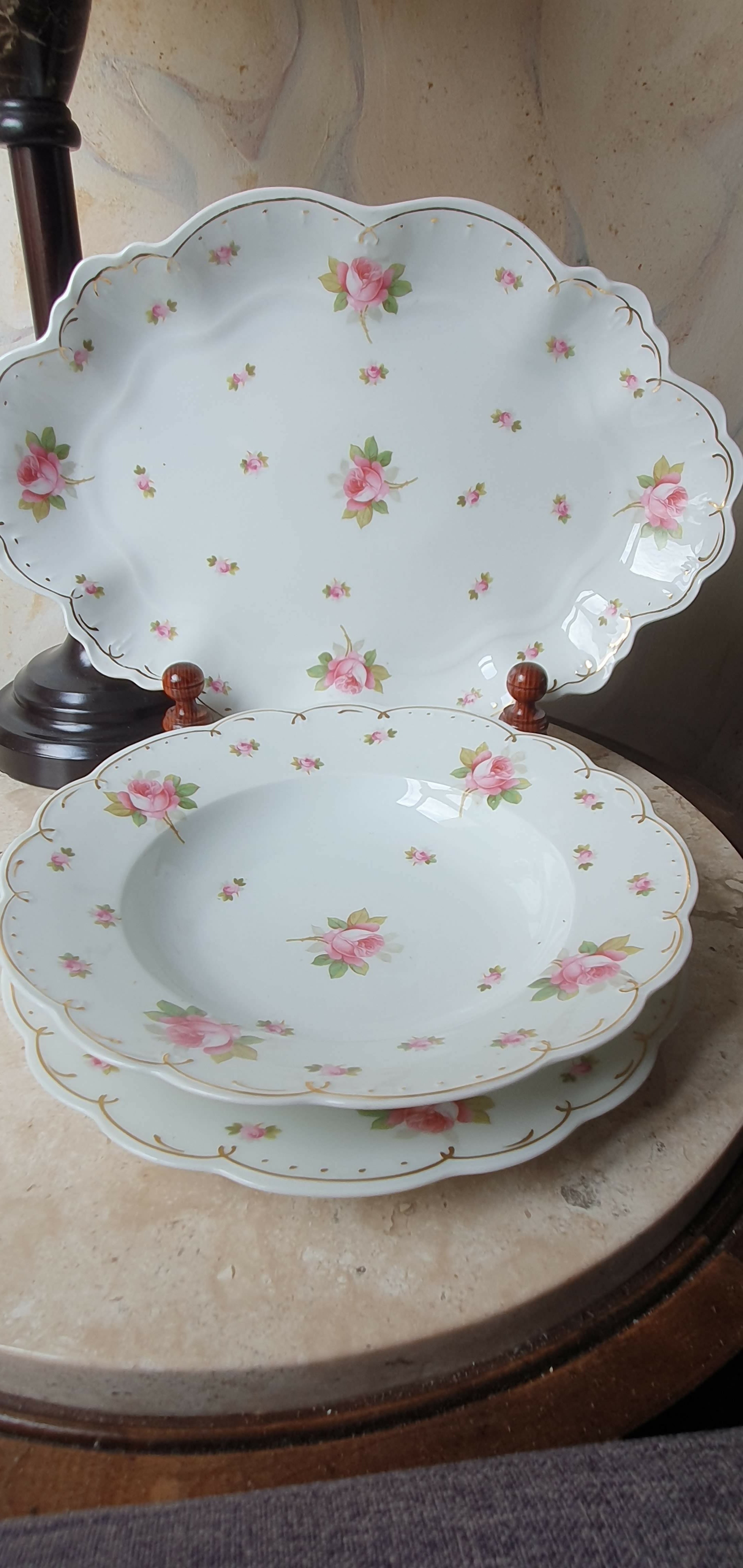 Jogo de 5 peças para servir 2 pessoas em porcelana tcheca antiga M.Z. século XIX