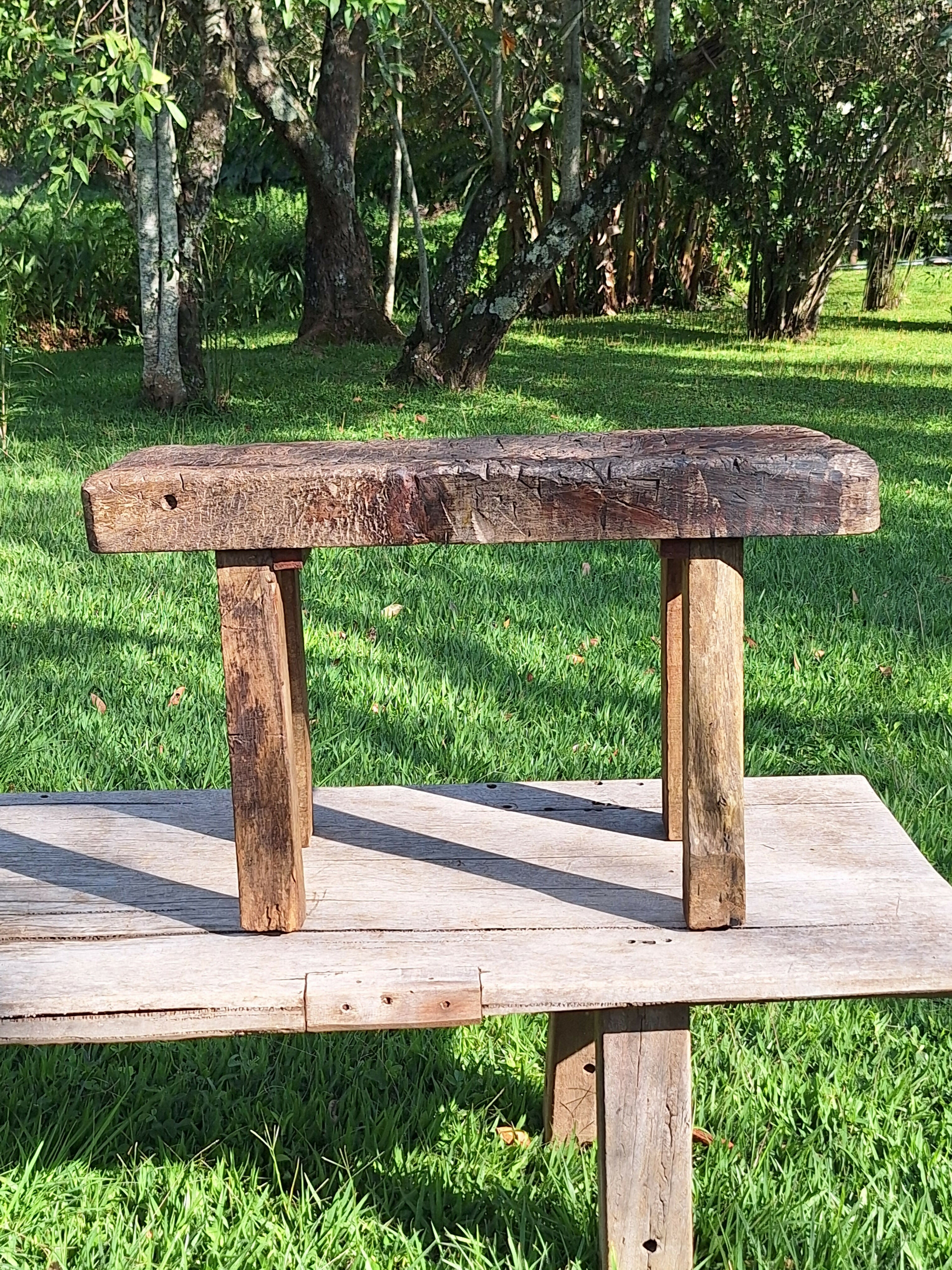 Banco Antigo Rústico Madeira Maciça Garimpo Mineiro