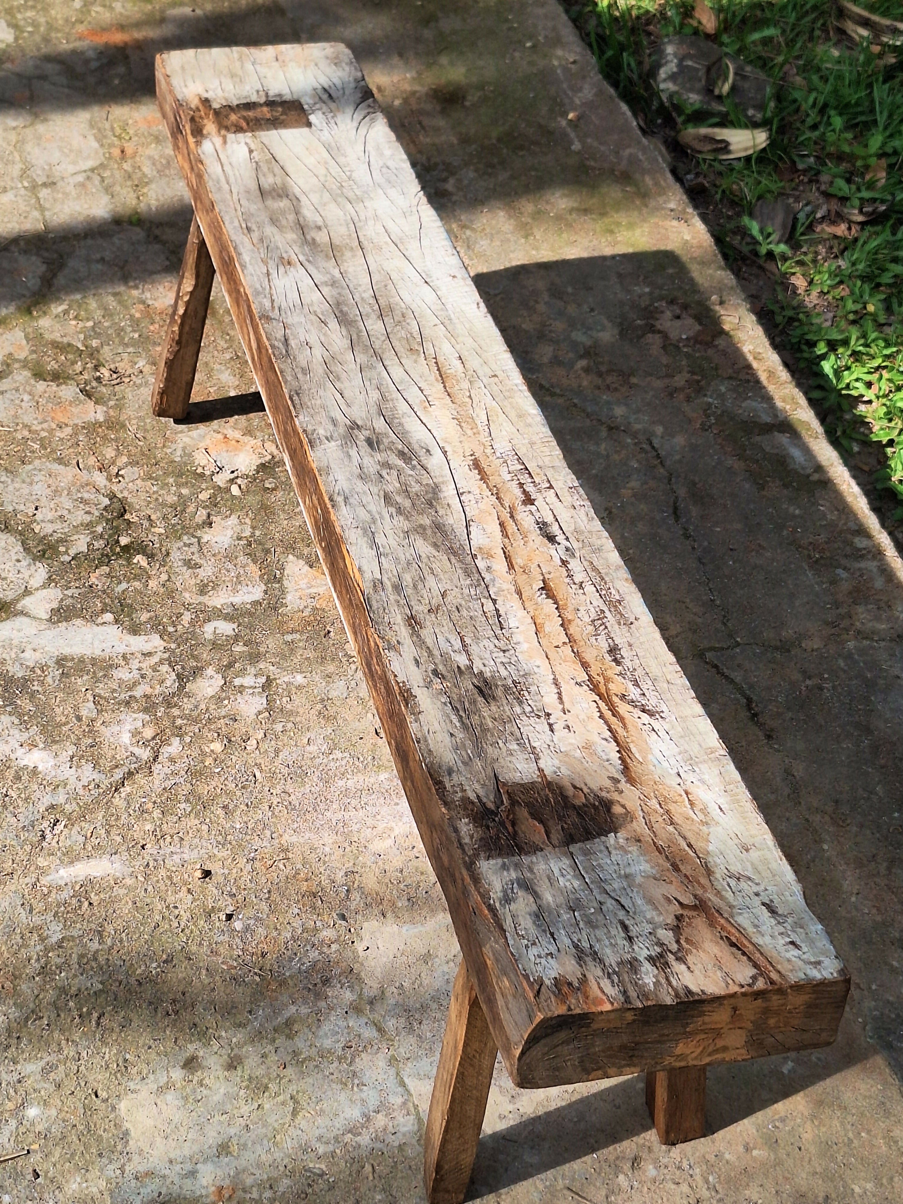 Banco de Dormente Rústico Madeira Maciça Garimpo Mineiro