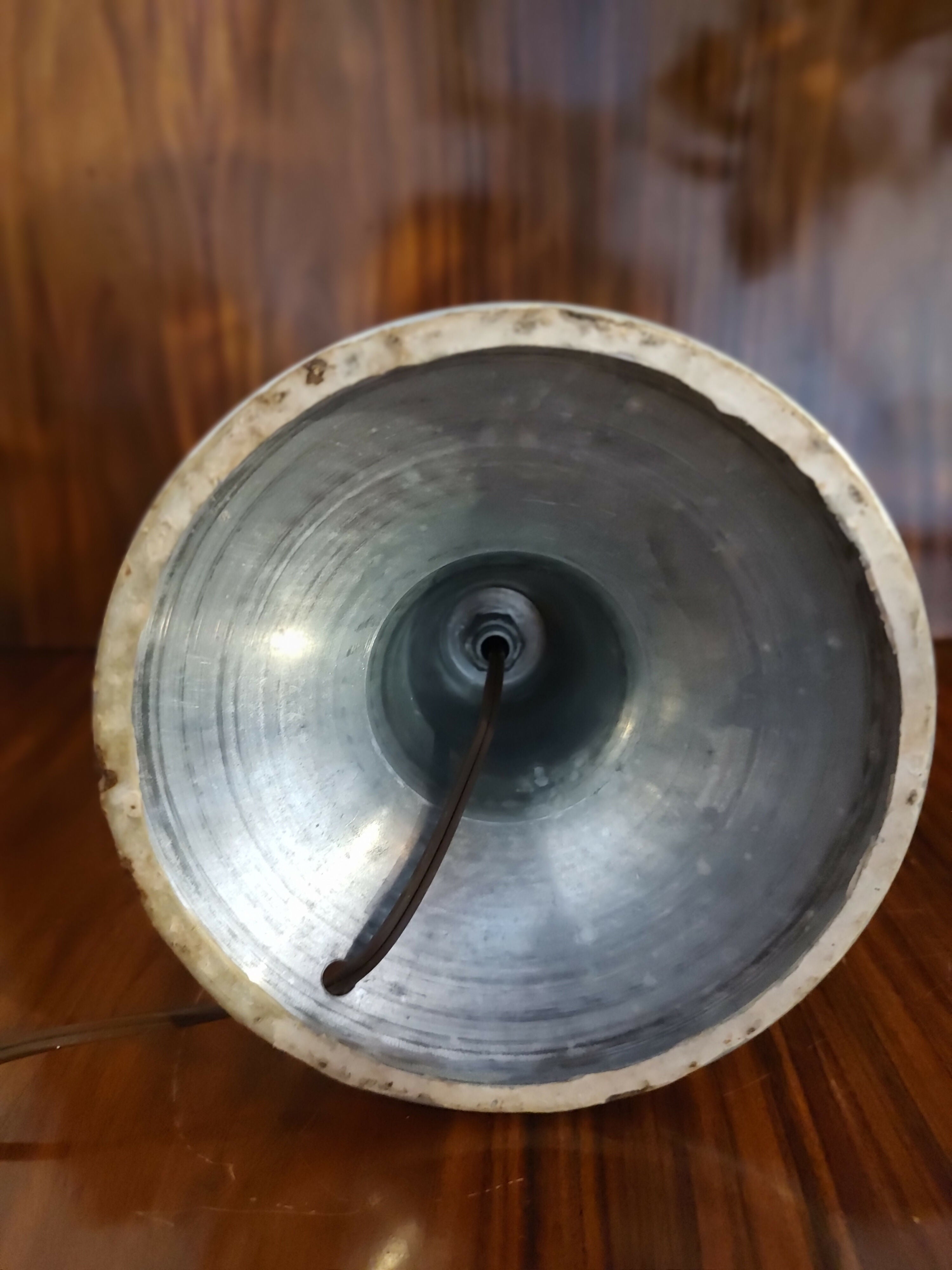 Abajur / Luminária Antiga Mid Century em vidro texturizado e base em metal - anos 70