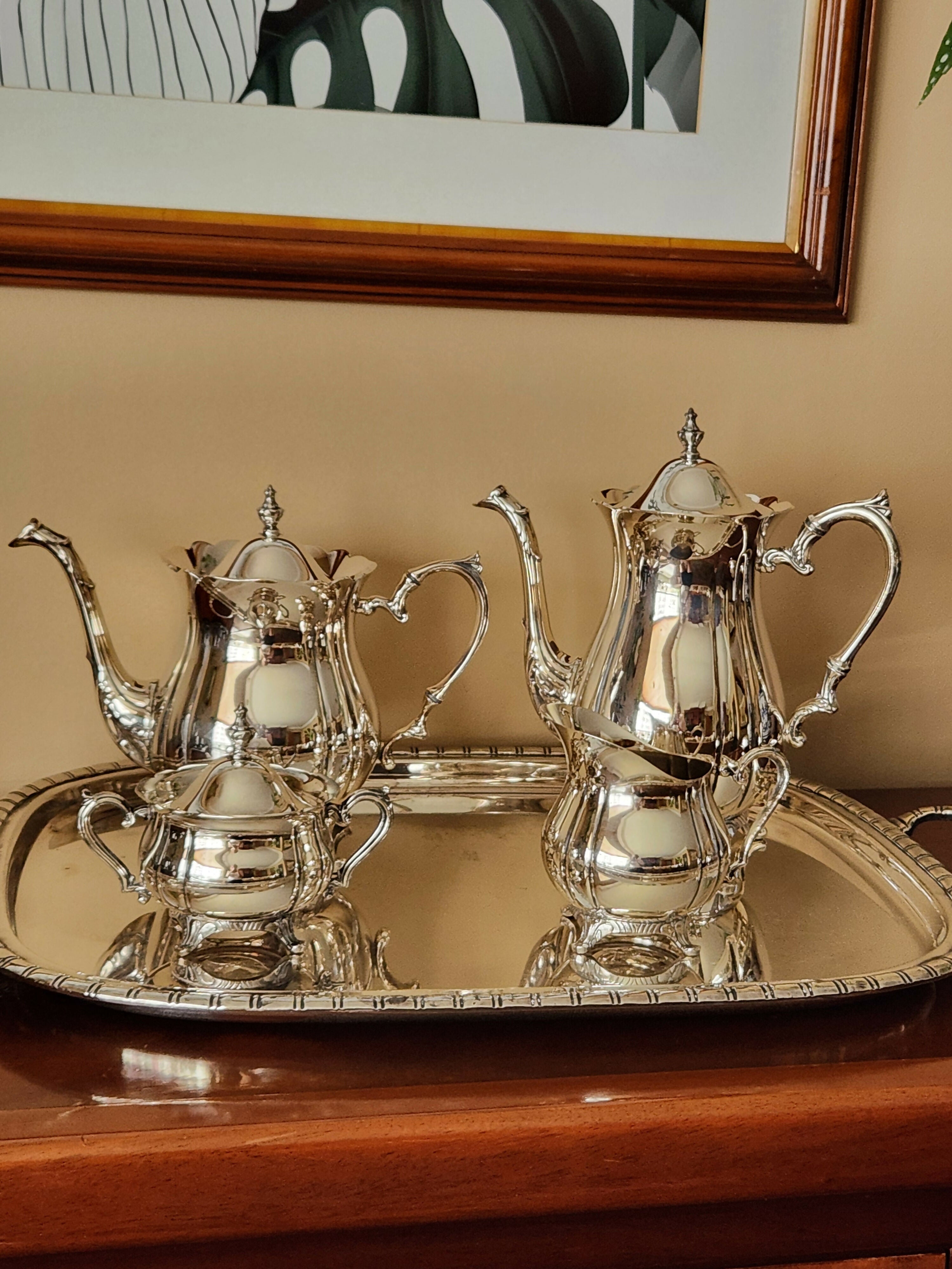 Conjunto de cha e café em prata 90 Wolff