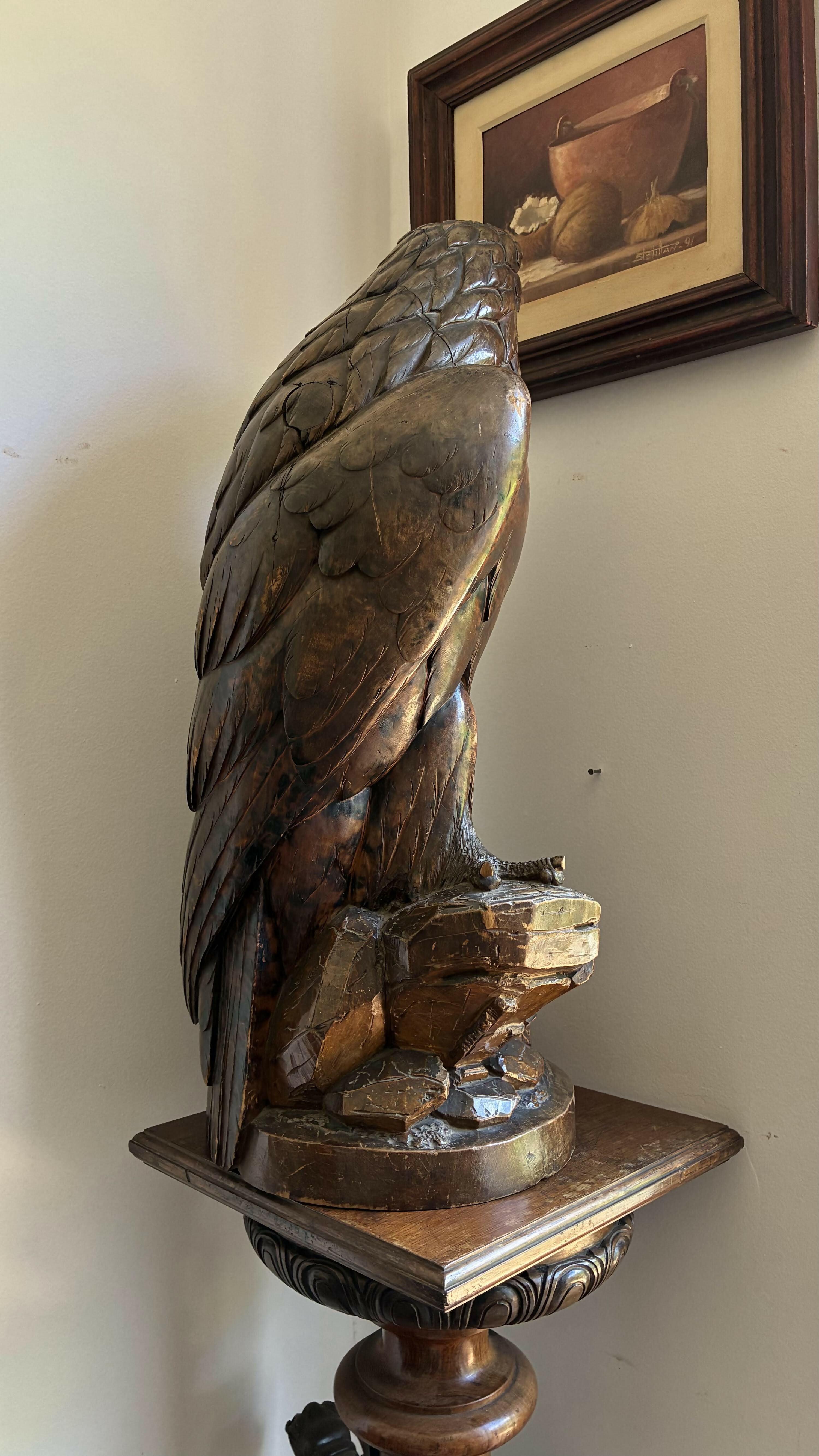 Escultura de Águia em Madeira