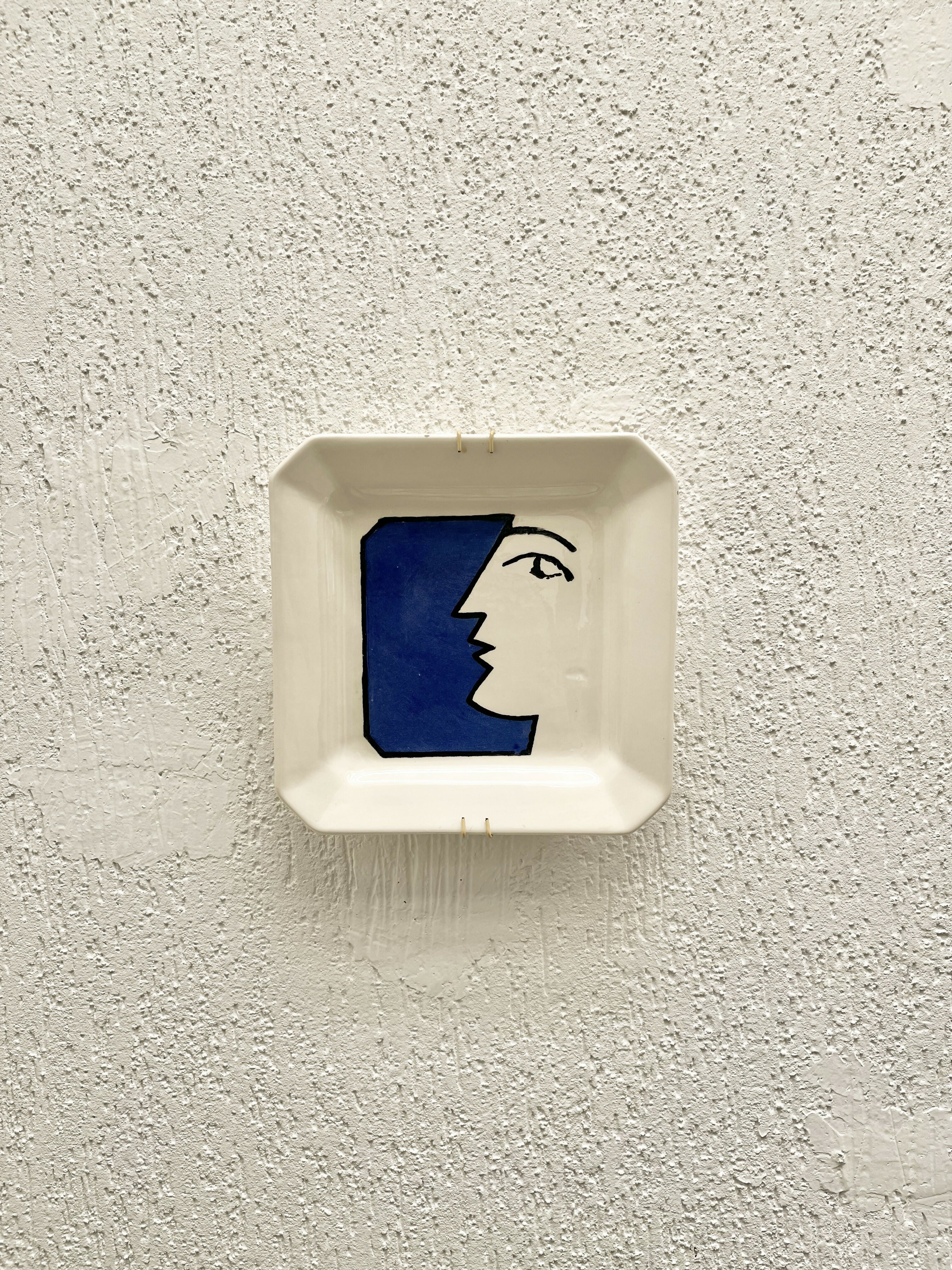 Prato de parede em porcelana Larmod Azul
