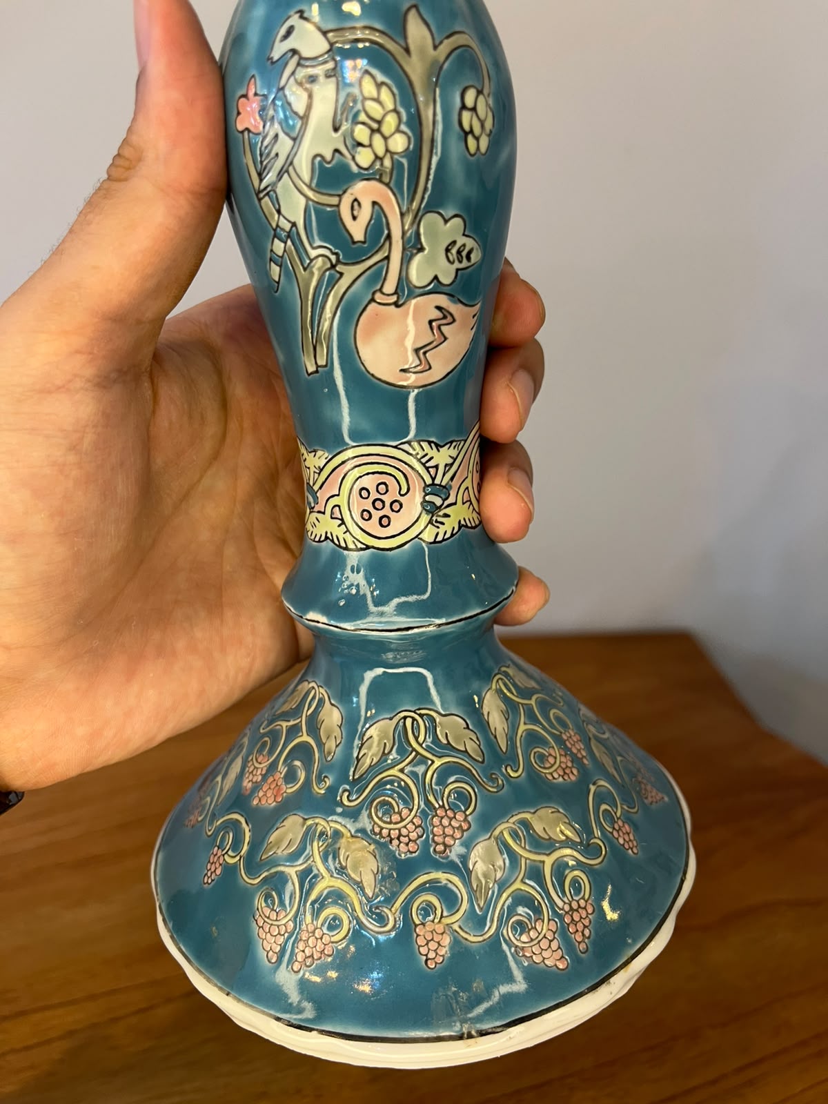 Castiçal em porcelana azul Jena Hall decorado – 26,5 cm (2 unidades disponíveis)