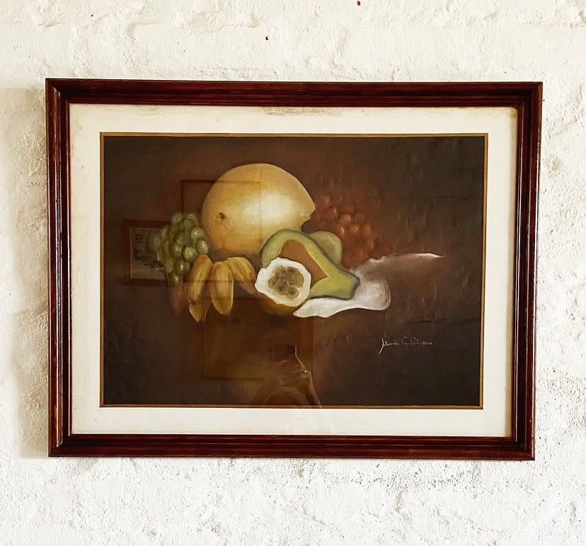 Quadro natureza morta técnica pastel