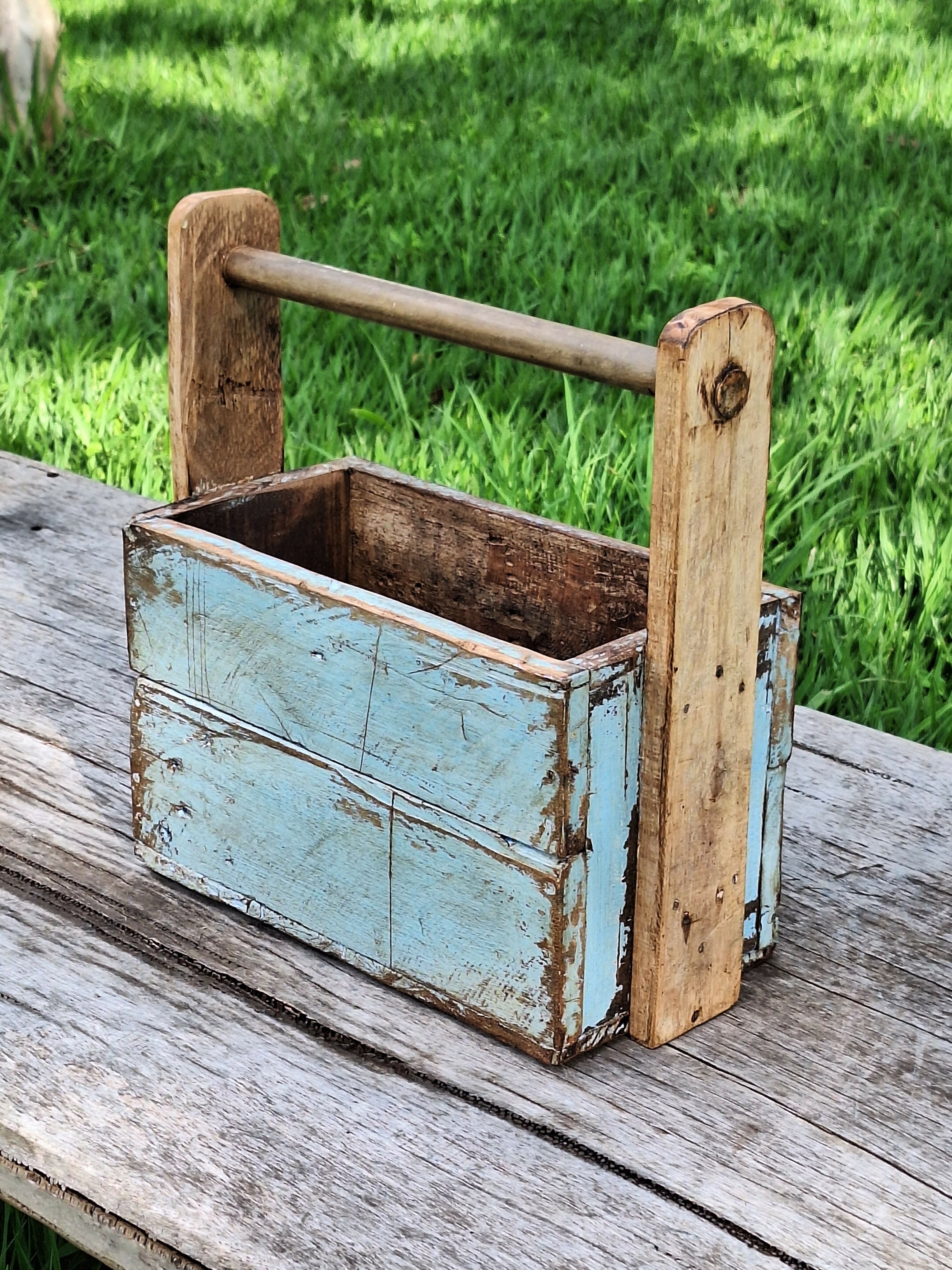 Caixa de Ferramenta Tinta Gasta Madeira Maciça Garimpo Mineiro