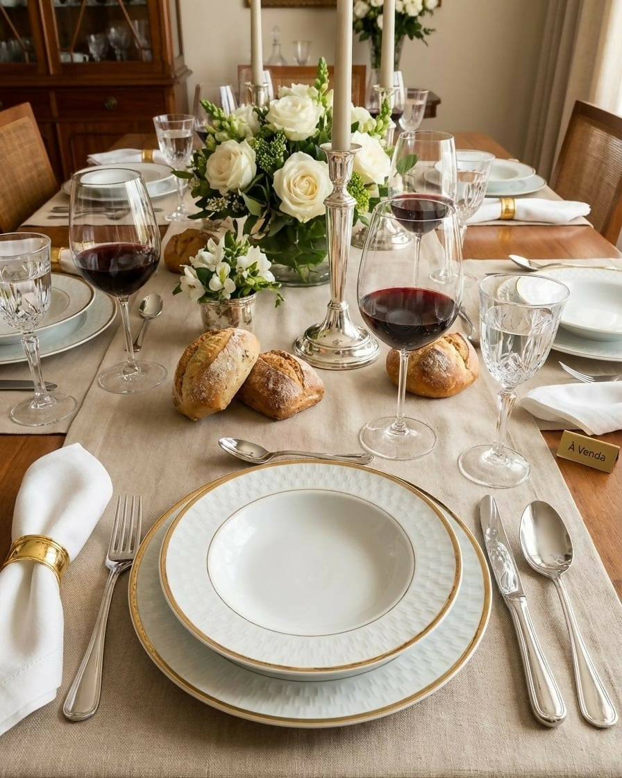 Aparelho de Jantar Porcelana Real Imperatriz – completo 56 peças – Filete Ouro –Linha Clássica Descontinuada