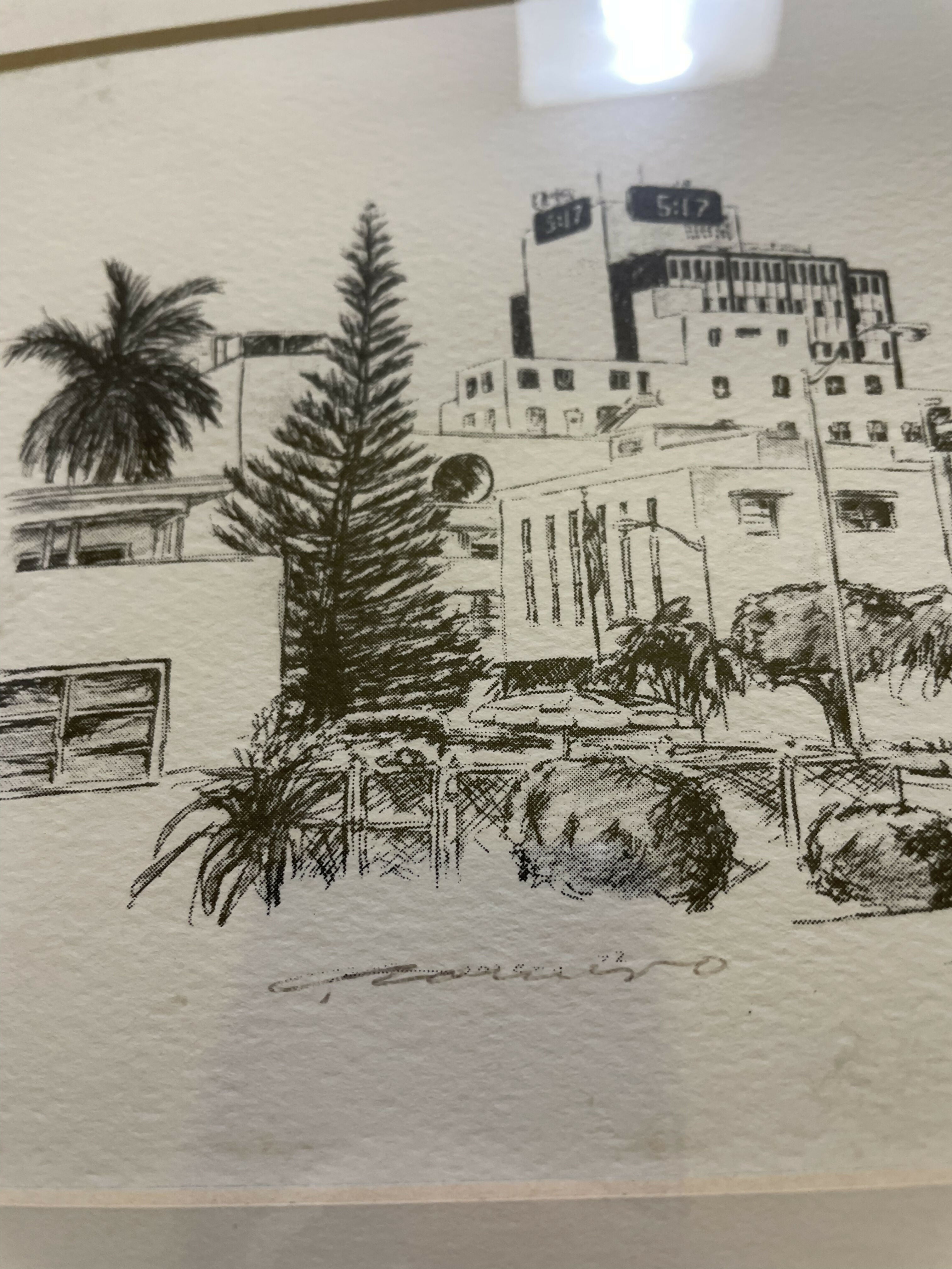 Quadro com Gravura urbana emoldurada