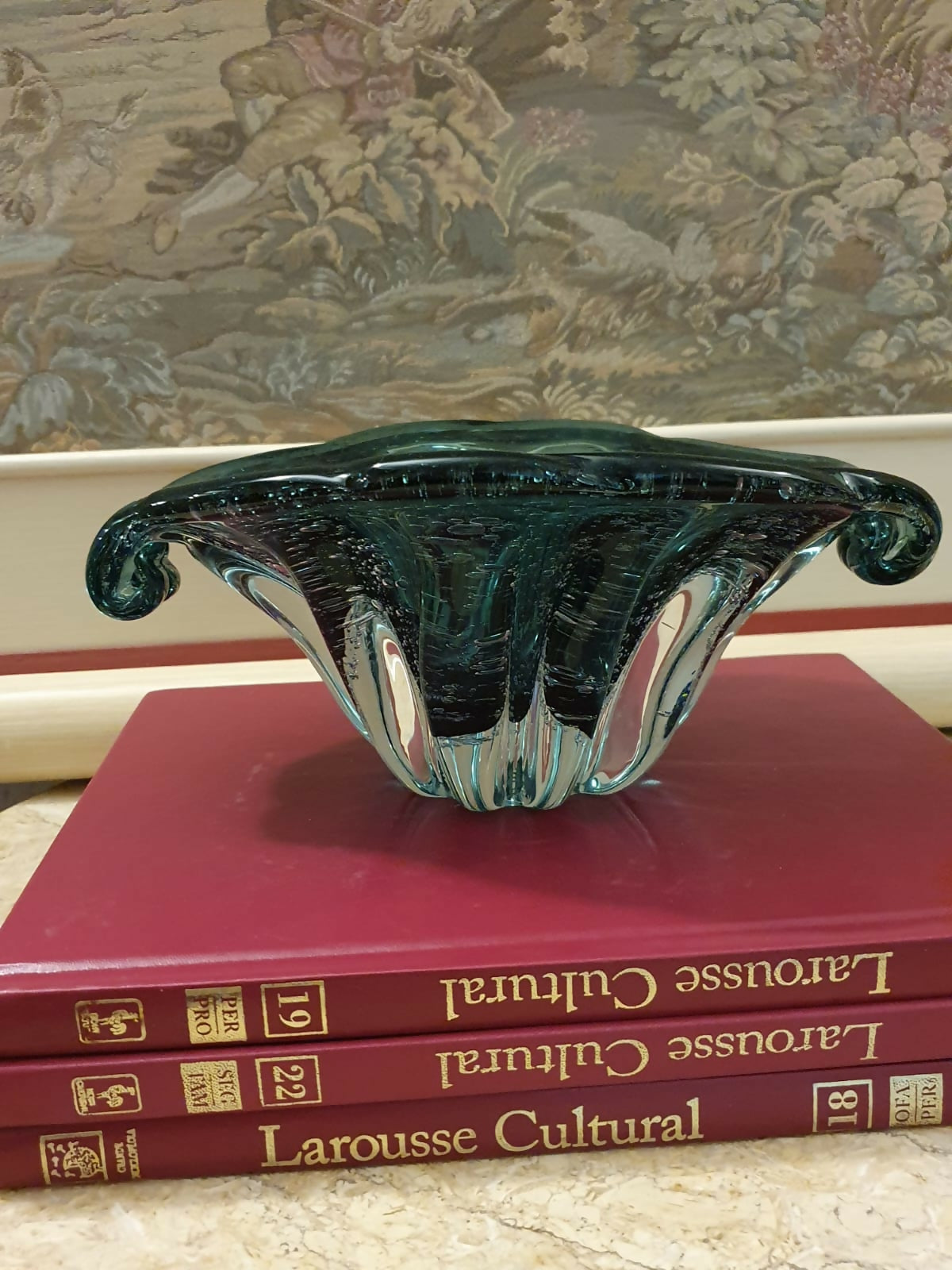 Maravilhoso centro de mesa / fruteira / floreira em vidro de Murano verde. Perfeito estado!