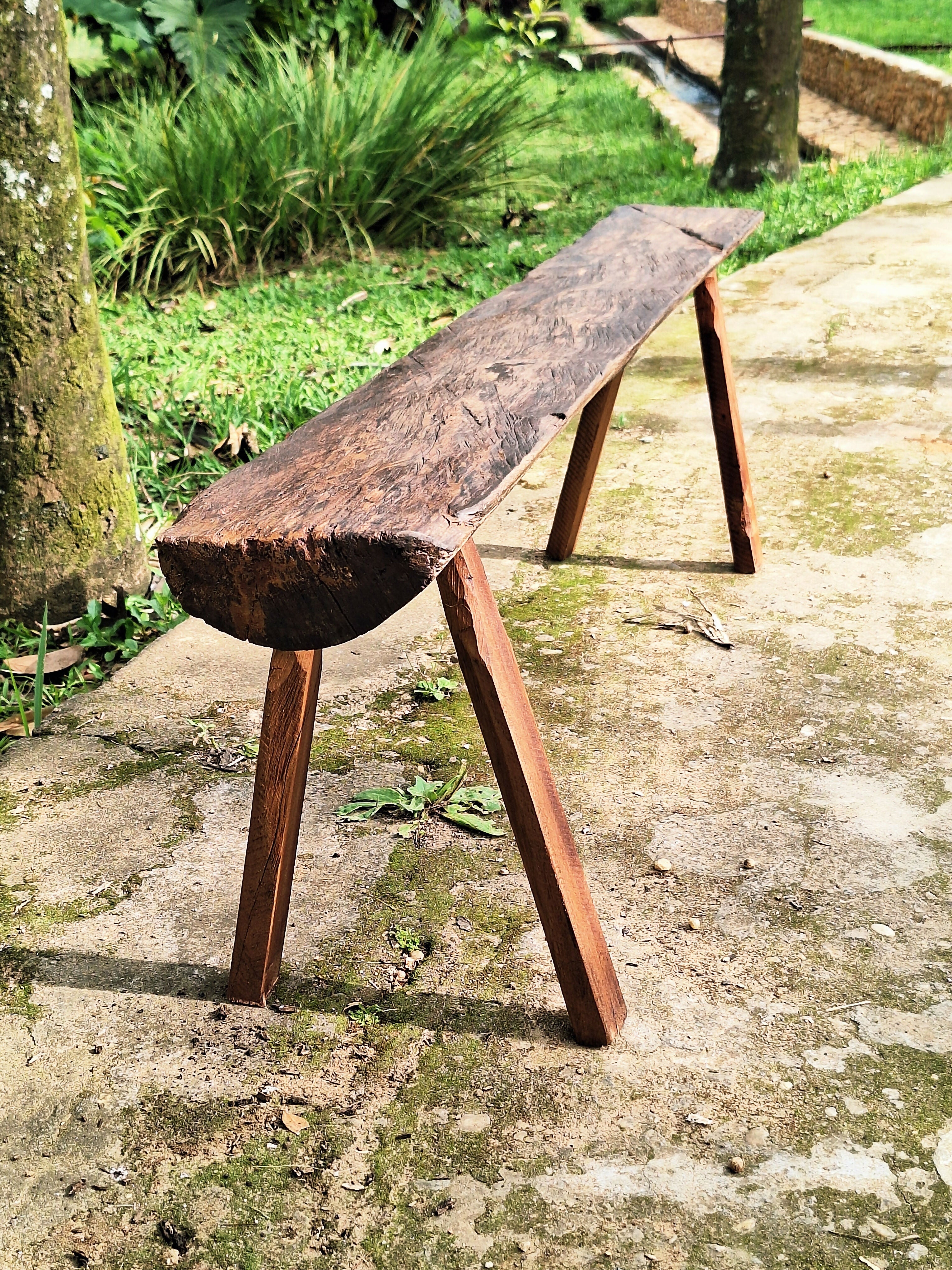 Banco de Dormente Rústico Madeira Maciça Garimpo Mineiro