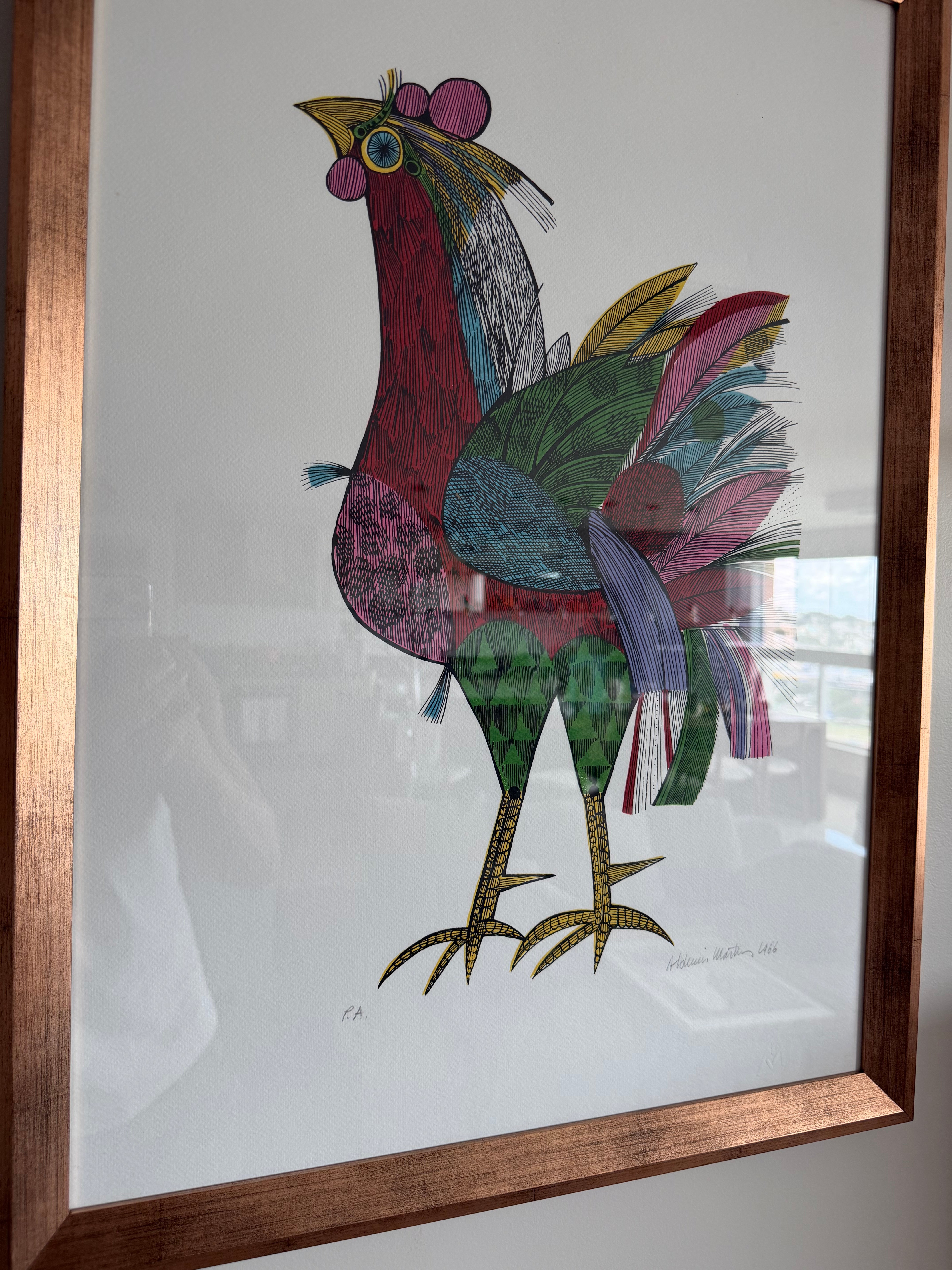 Quadro Galo serigrafia Aldemir Martins p.a.