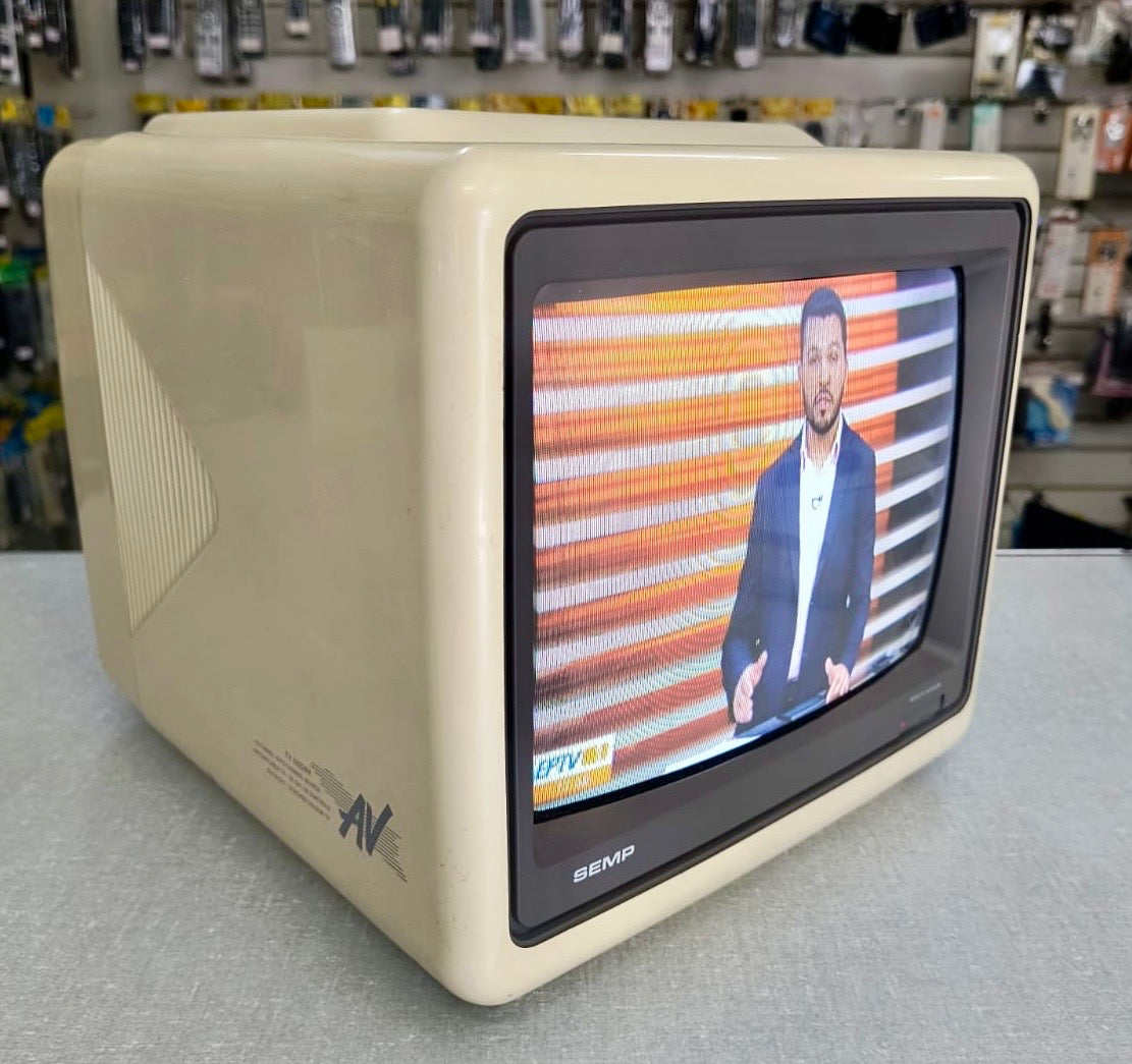 TV de Tubo Retrô Semp 10 Polegadas (Mod. 1022 AV / TVC-102) + Controle Remoto Original - Raridade para Games Antigos