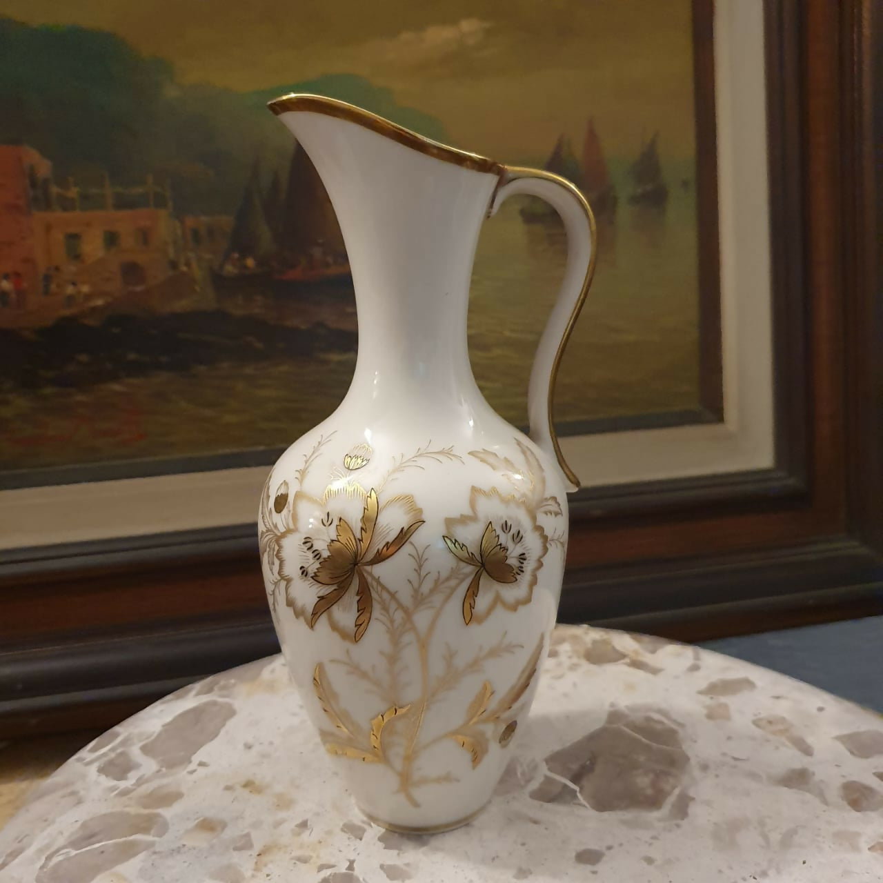 Jarra lindíssima em porcelana alemã Lindner Bavaria, meados do sec. XX