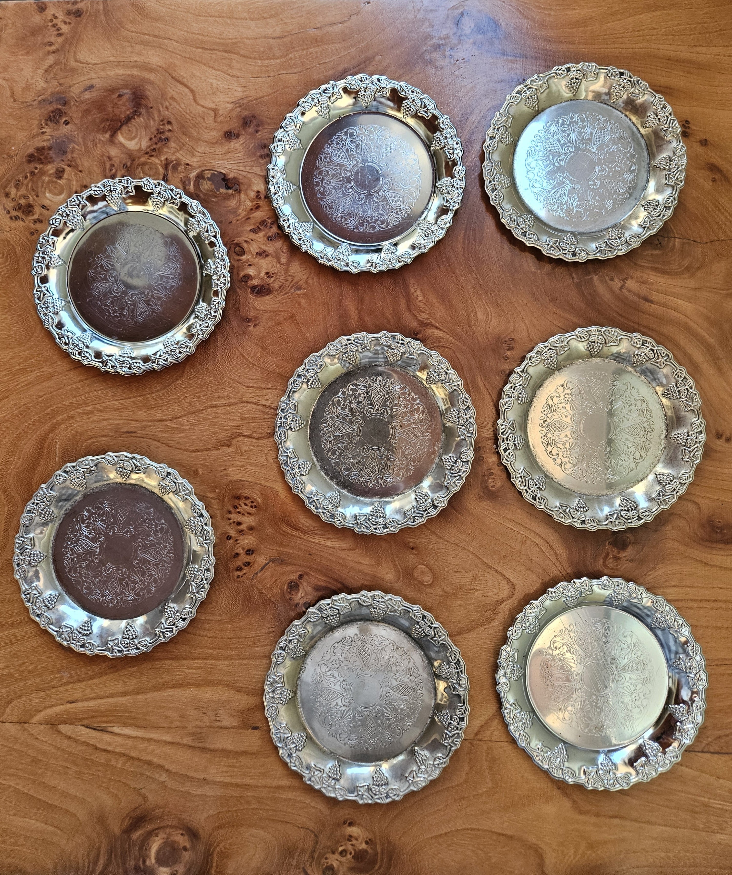 Porta Copos VIntage 8 peças - metal prateado