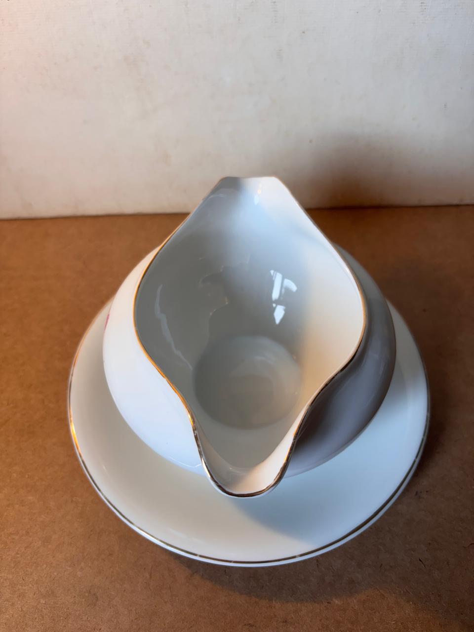 Molheira de porcelana Steatita com prato fixo e decoração floral (DMCPS_244)