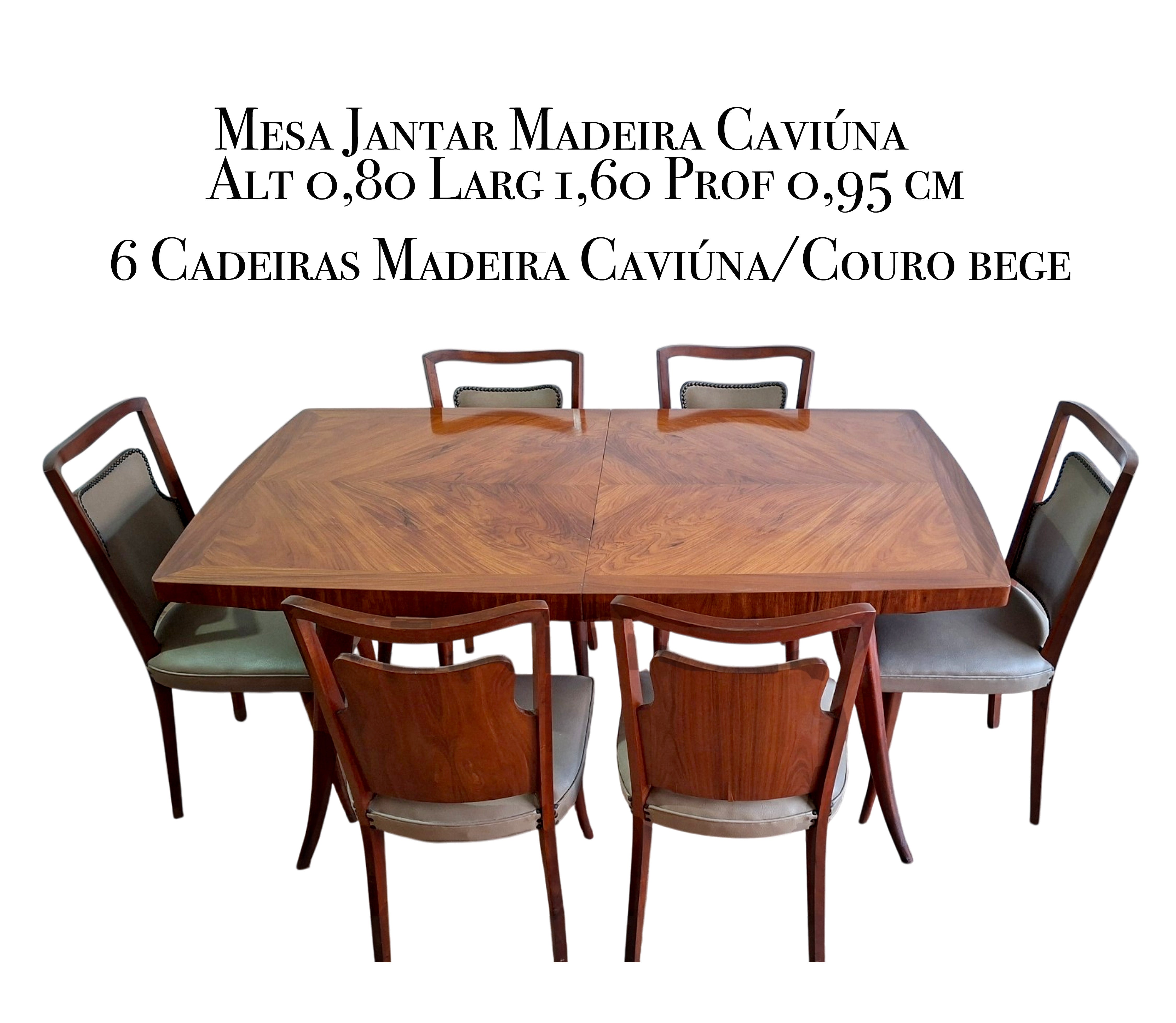 CONJUNTO DE MESA DE JANTAR COM 6 CADEIRAS – MADEIRA NOBRE CAVIÚNA
