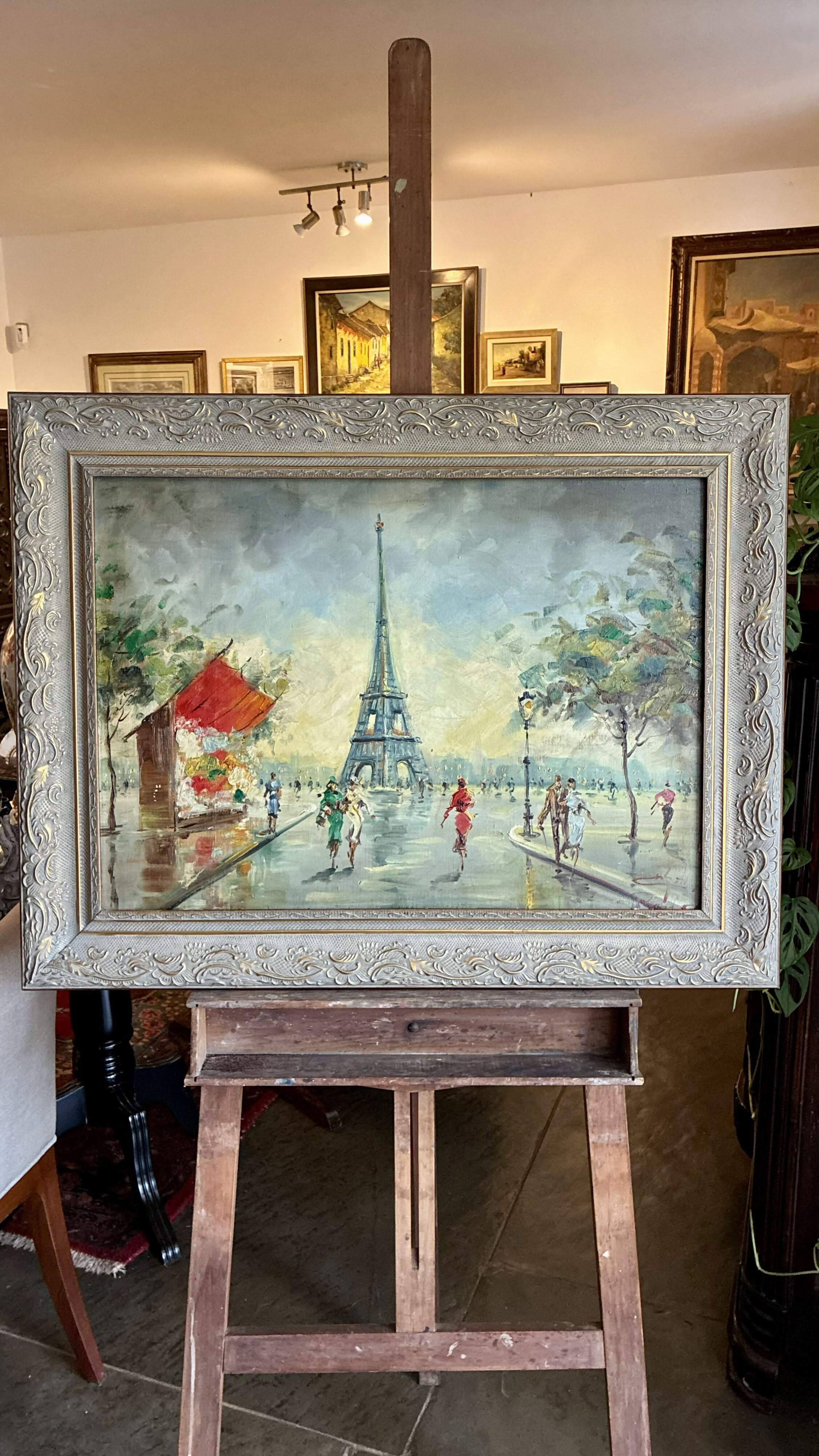 Quadro Óleo Sobre Tela Torre Eiffel Paris