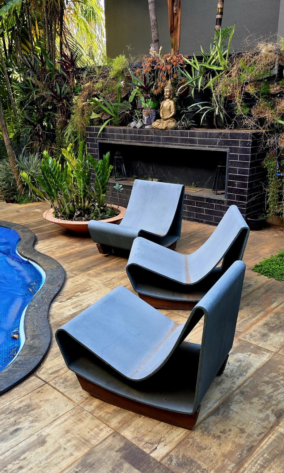 Poltronas LOOP CHAIR fibrocimento/design Willy Guhl anos 60