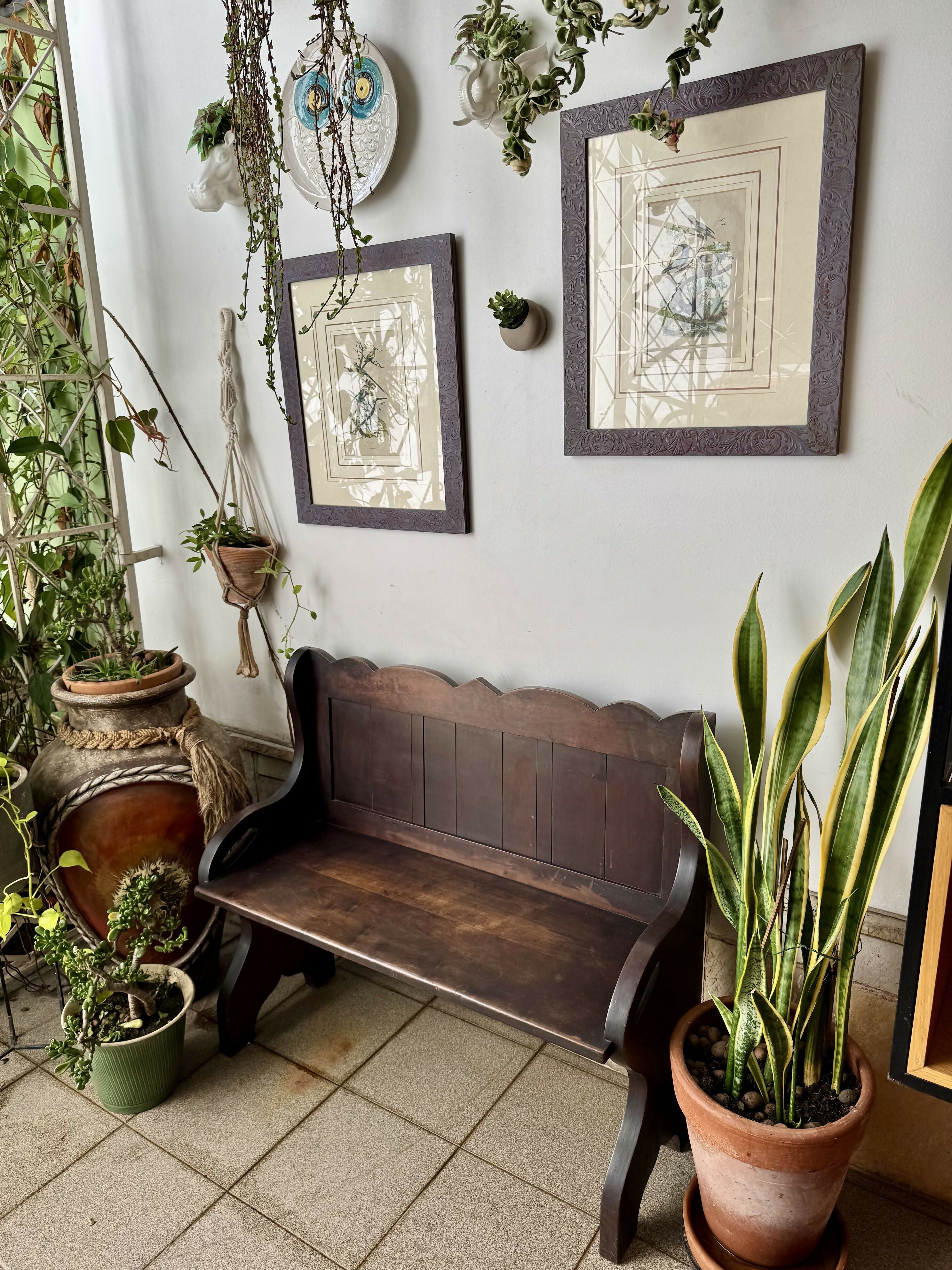 Antigo Banco de Igreja Madeira nobre selado