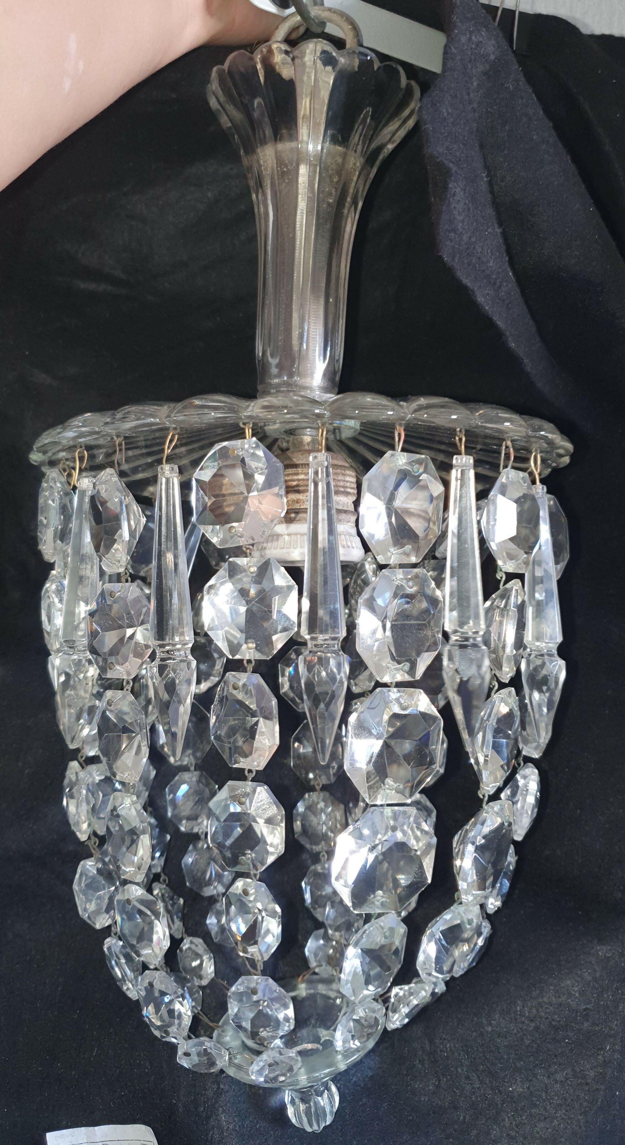 Lustre Antigo de Teto em forma pêra Genuíno Cristal