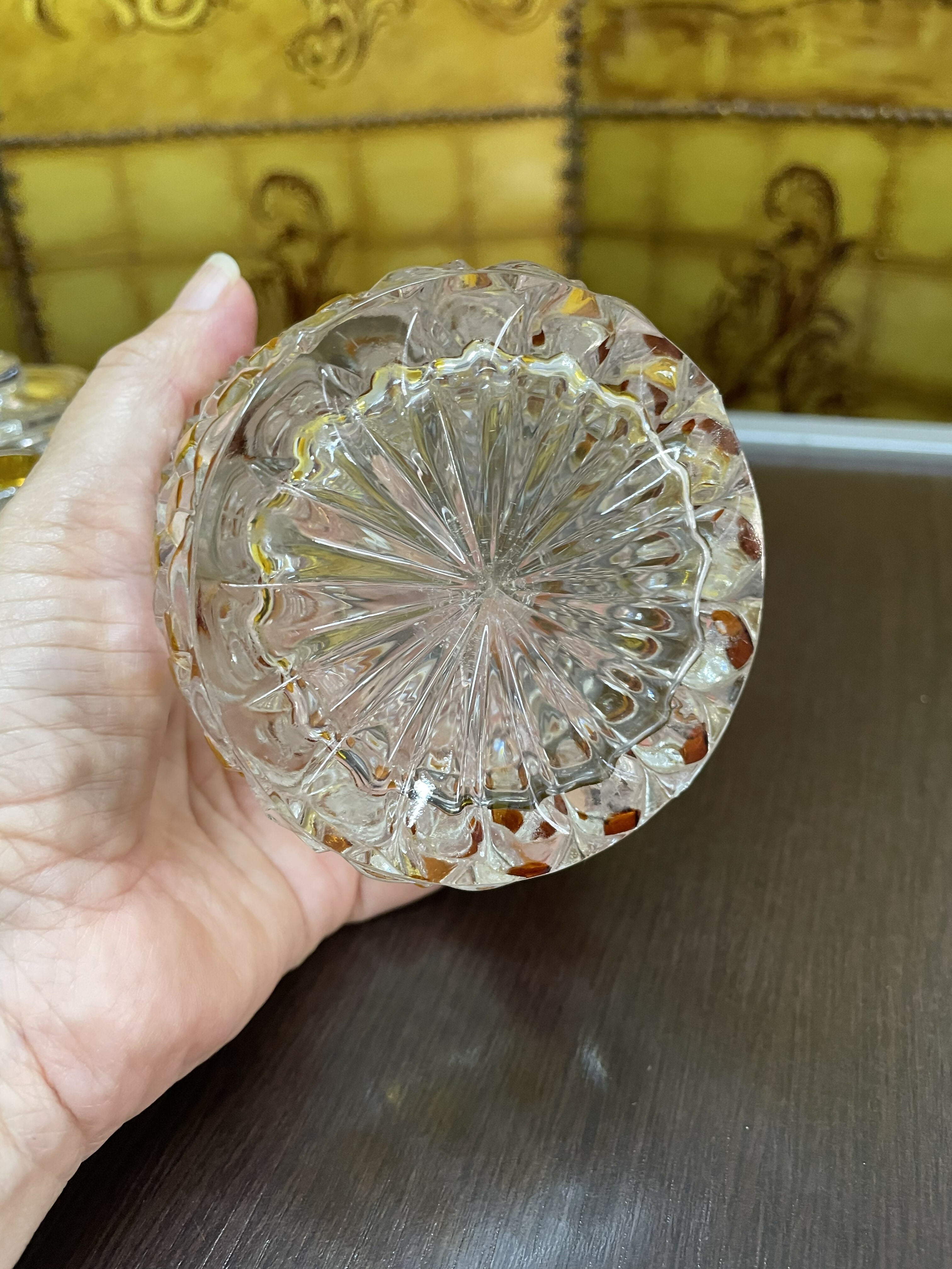 Jogo de perfumeiros cristal bico de jaca com detalhe ambar