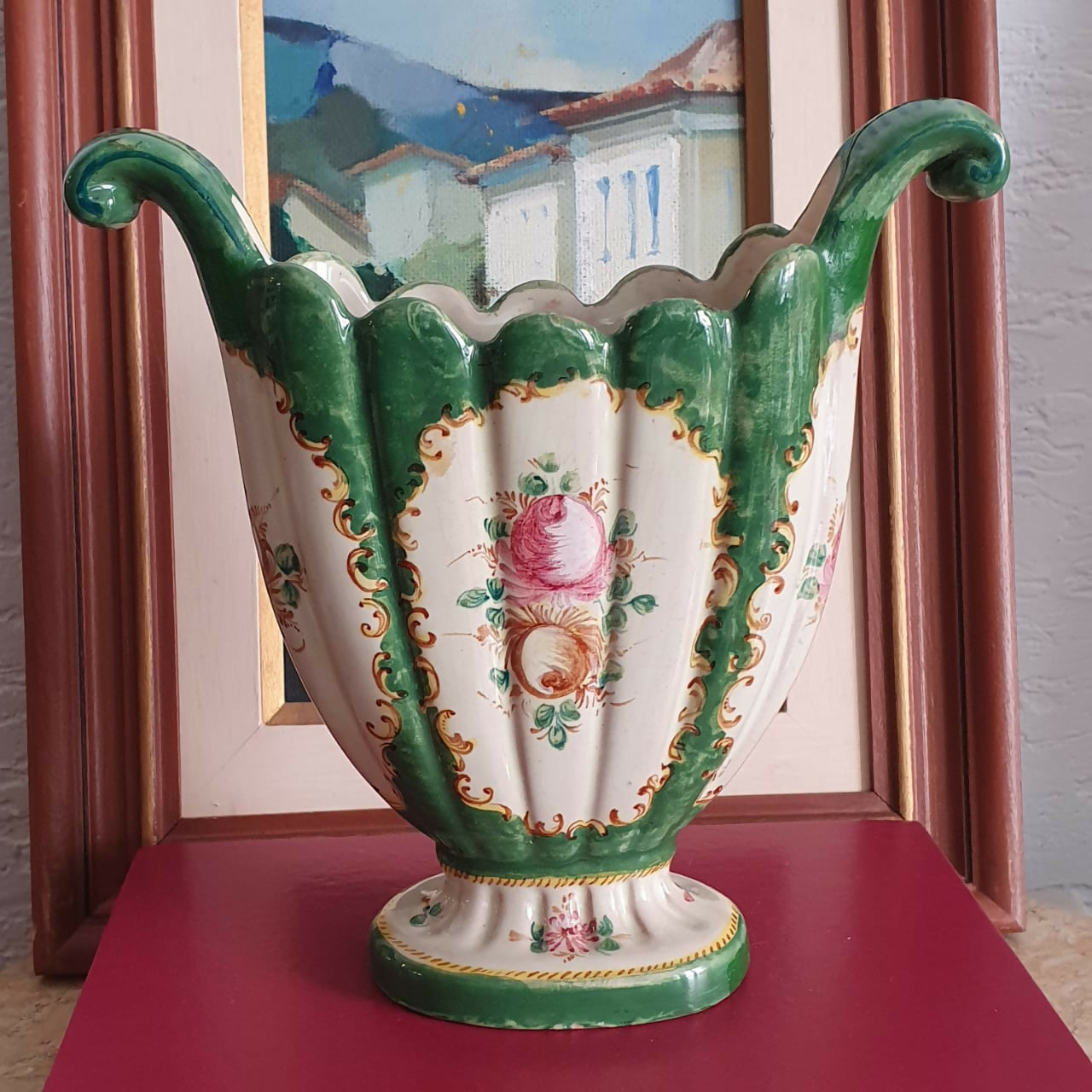 Incrível vaso (ânfora) em majólica italiana, anterior a 1900. Linda, em otimo estado!