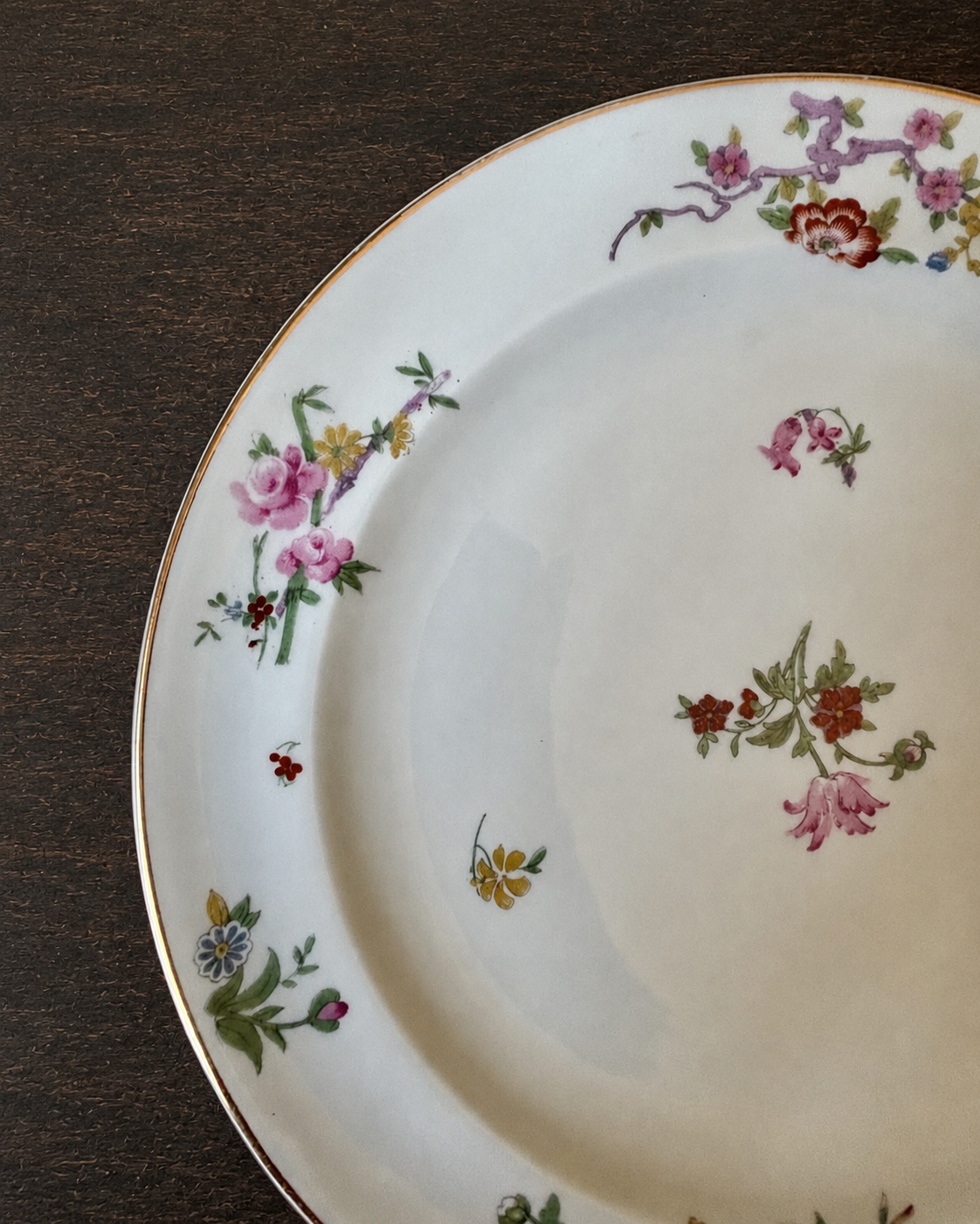 Prato antigo A. Lanternier &amp; Cie. com motivos florais — Limoges (DMCPS_578)
