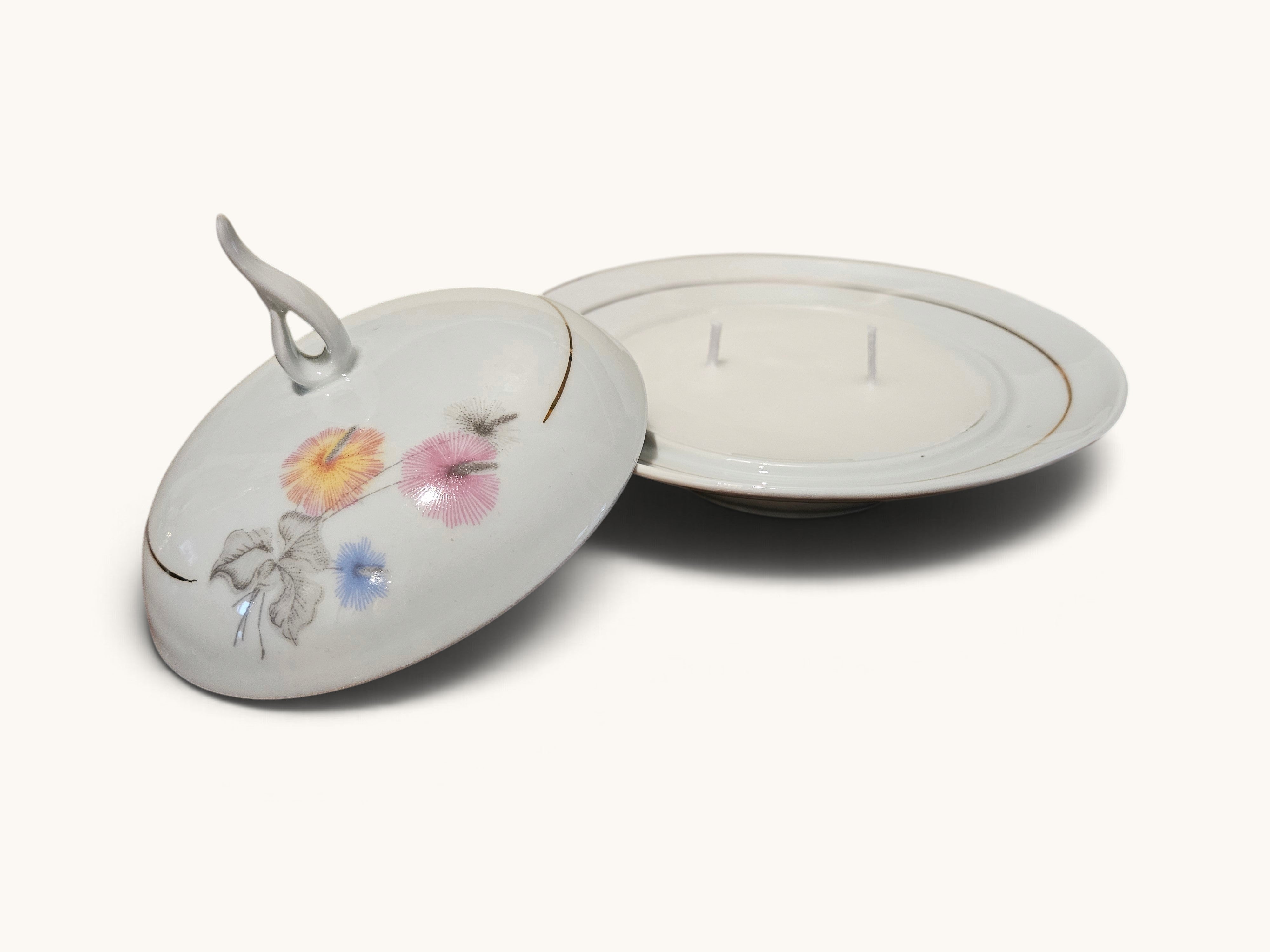 Vela Decorativa em Manteigueira Antiga Porcelana Real (Neutra)